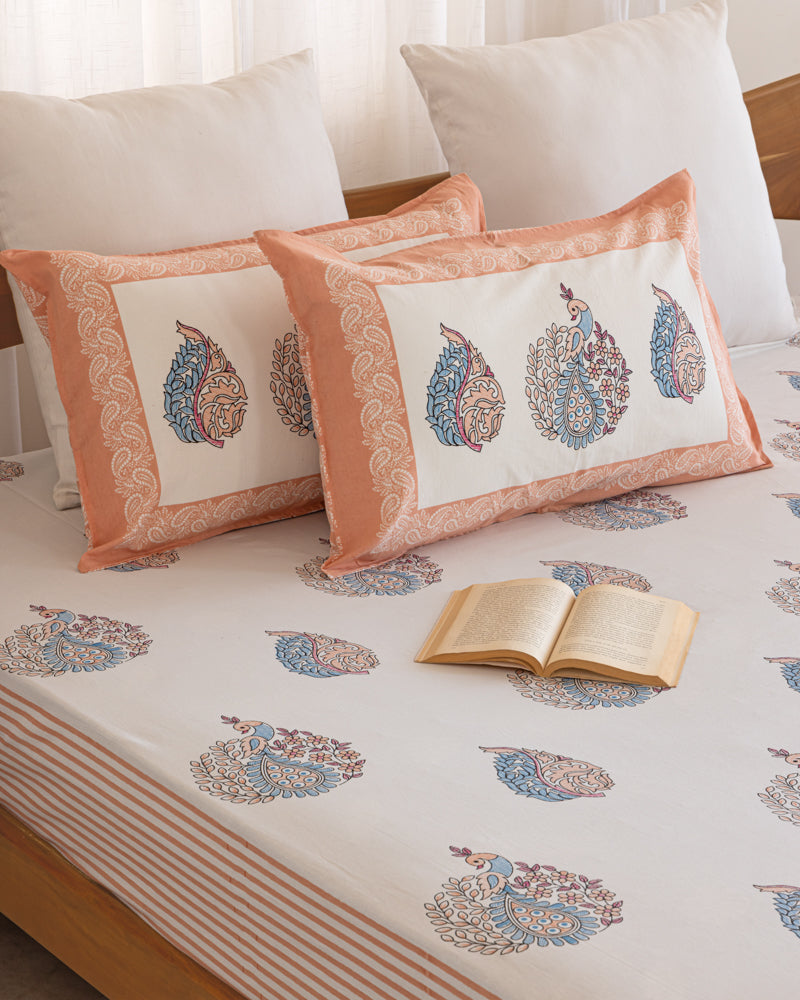 Hand Block Mayura Printed Bedsheet