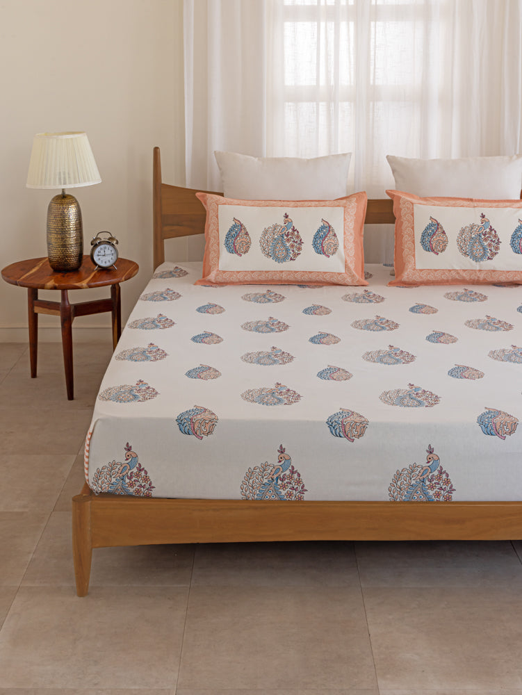 Hand Block Mayura Printed Bedsheet