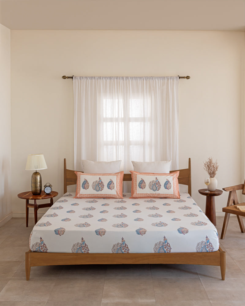 Hand Block Mayura Printed Bedsheet