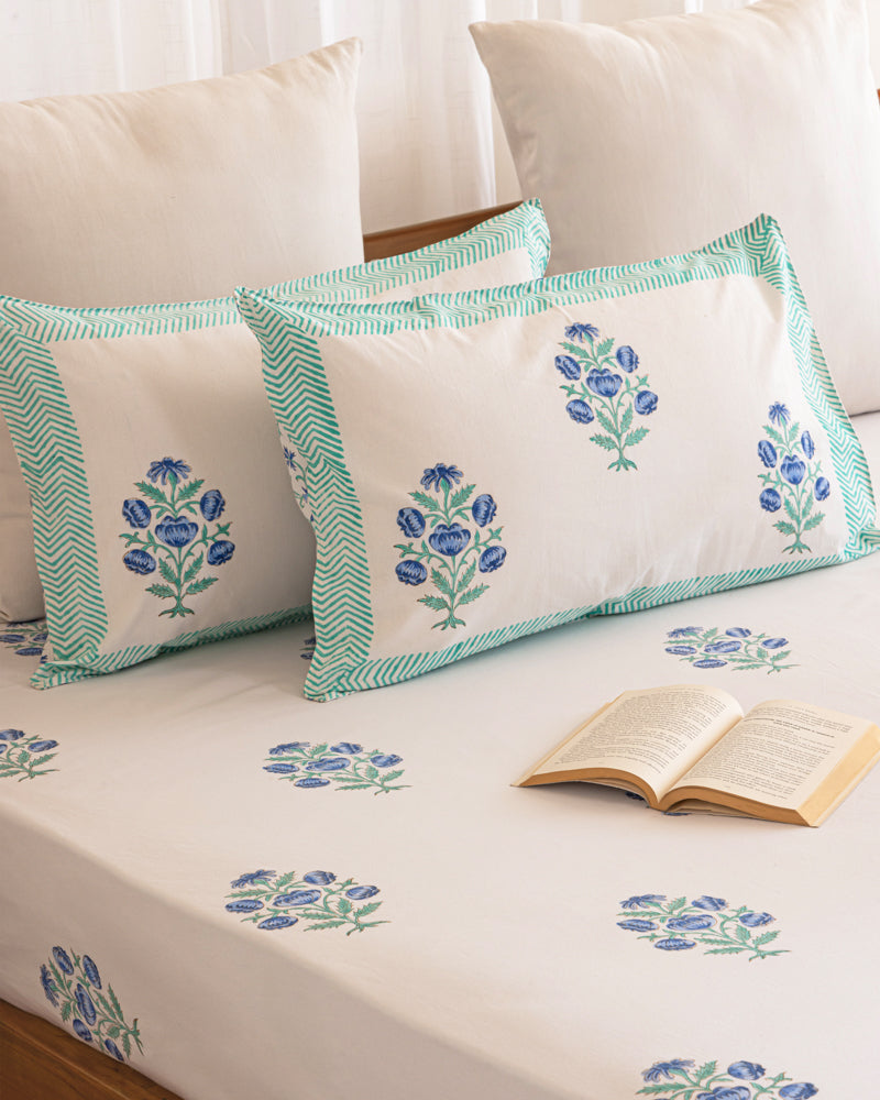 Hand Block Minimalist floral Bedsheet