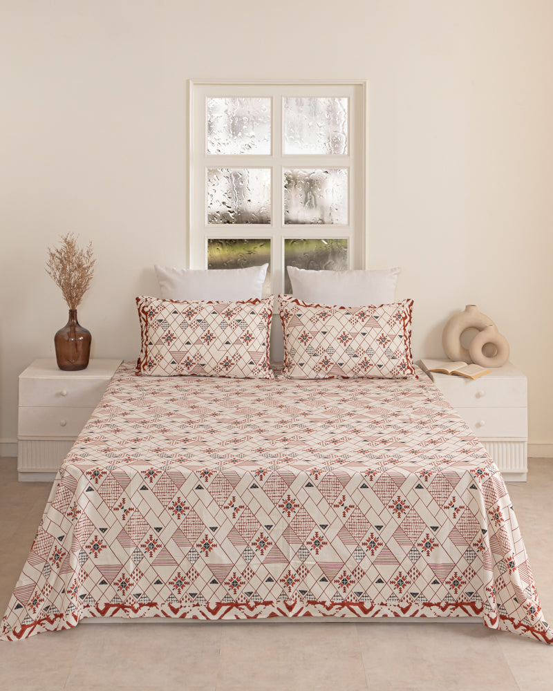 Rust Ikat Print Bedsheet