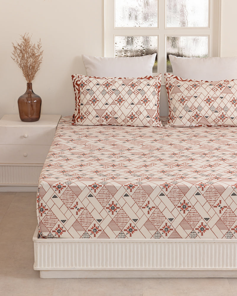 Rust Ikat Print Bedsheet