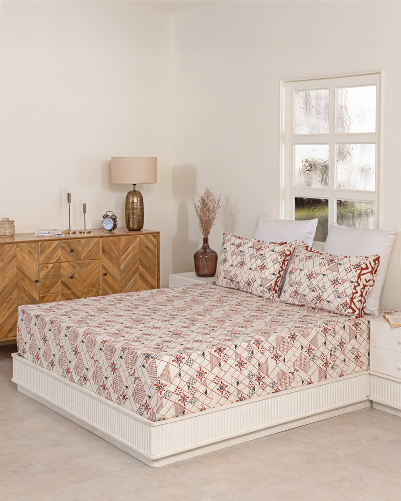 Rust Ikat Print Bedsheet