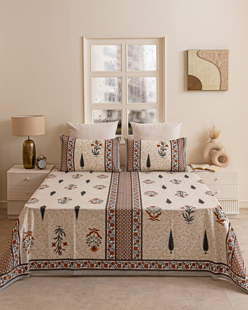 Jaipuri Floral Elegance Bedsheet