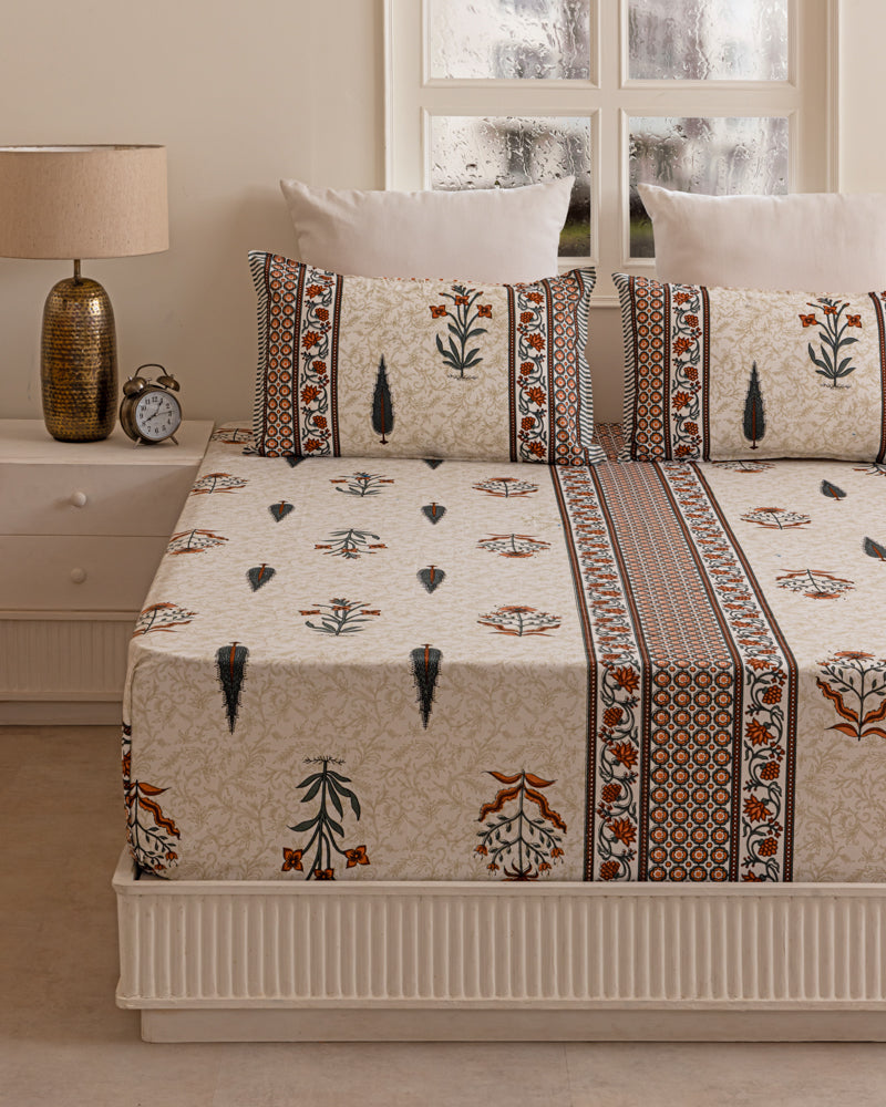 Jaipuri Floral Elegance Bedsheet