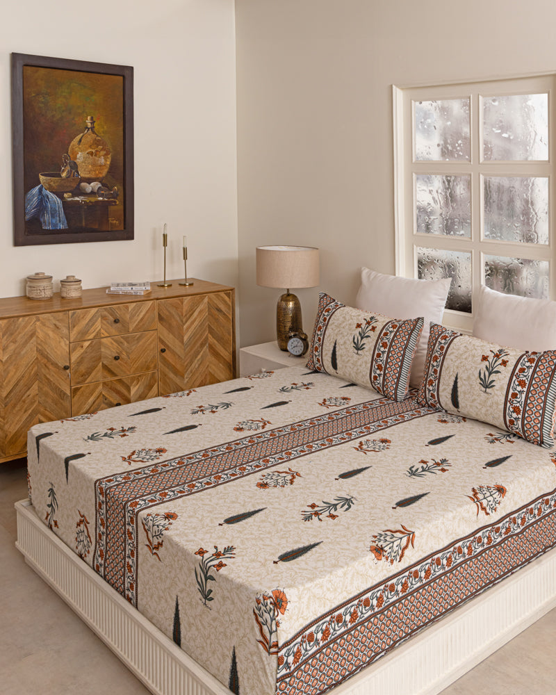 Jaipuri Floral Elegance Bedsheet