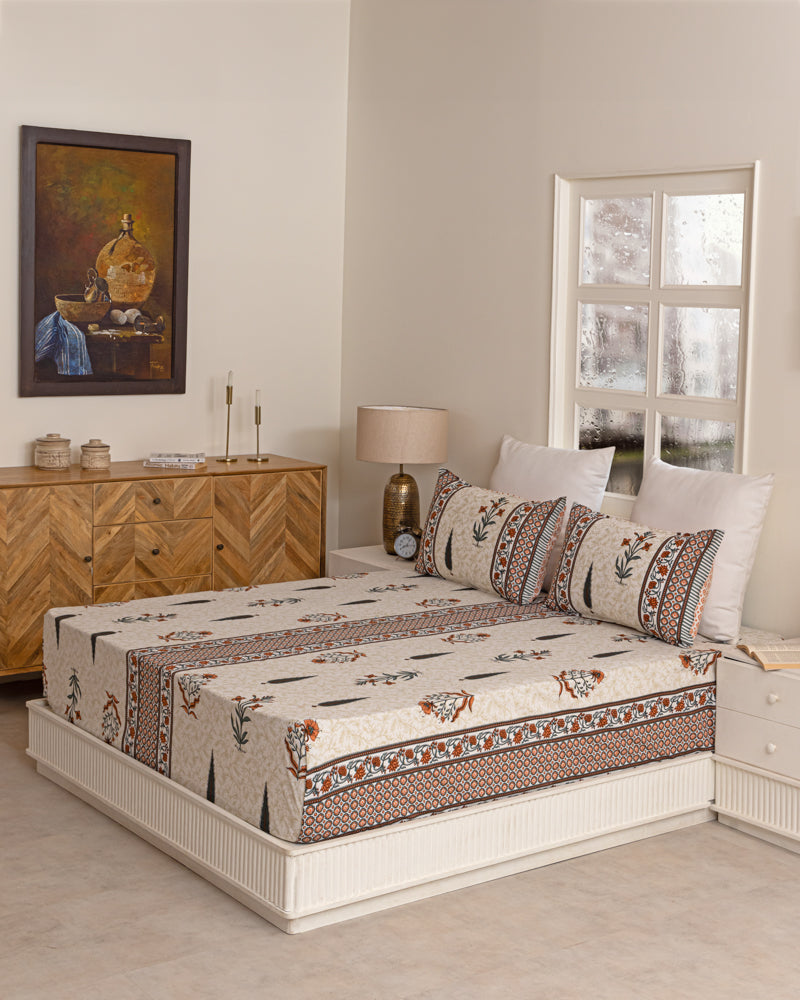 Jaipuri Floral Elegance Bedsheet
