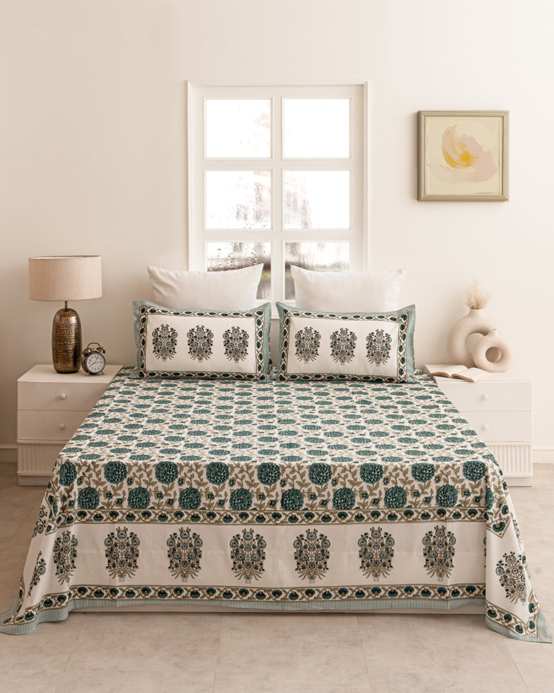 Emerald Blossom Bedsheet