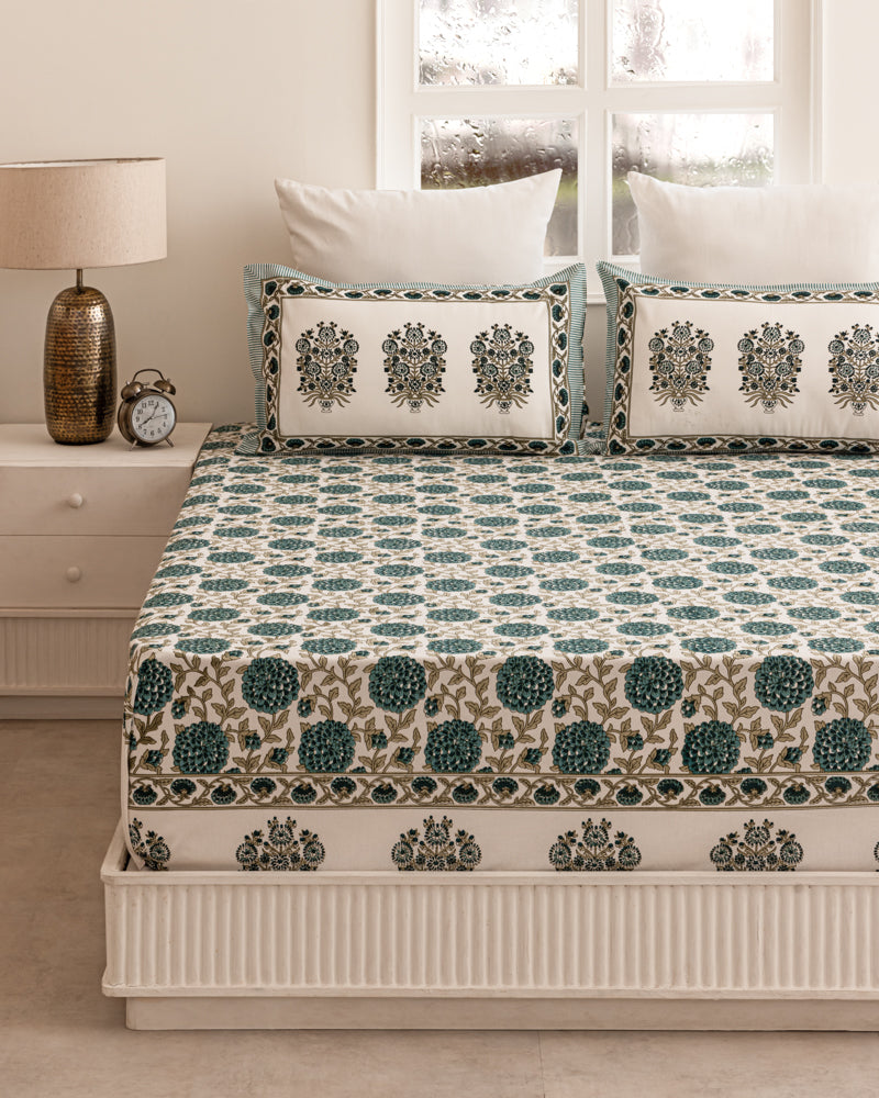 Emerald Blossom Bedsheet