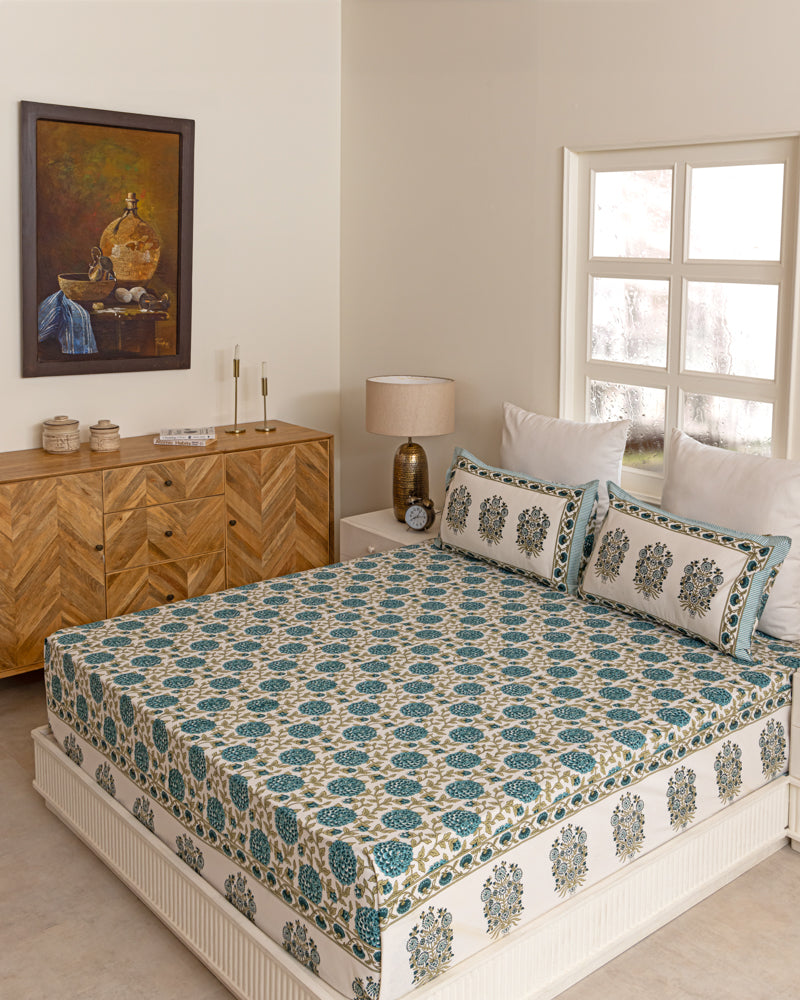 Emerald Blossom Bedsheet