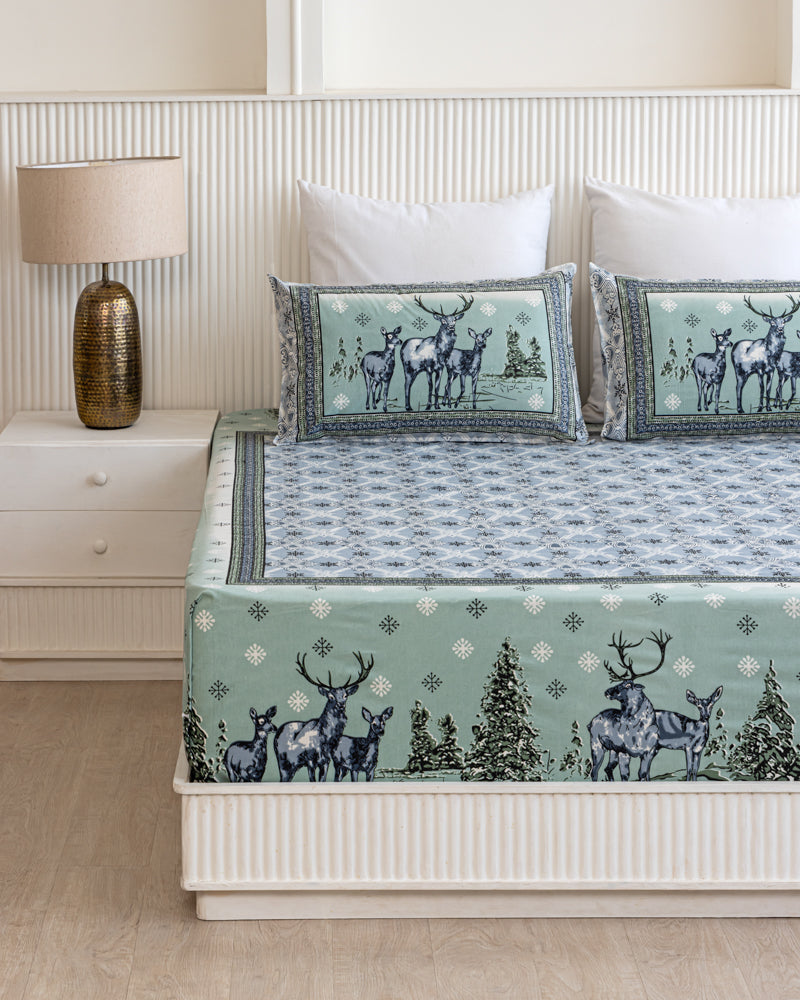 Majestic Reindeer Retreat Bedsheet