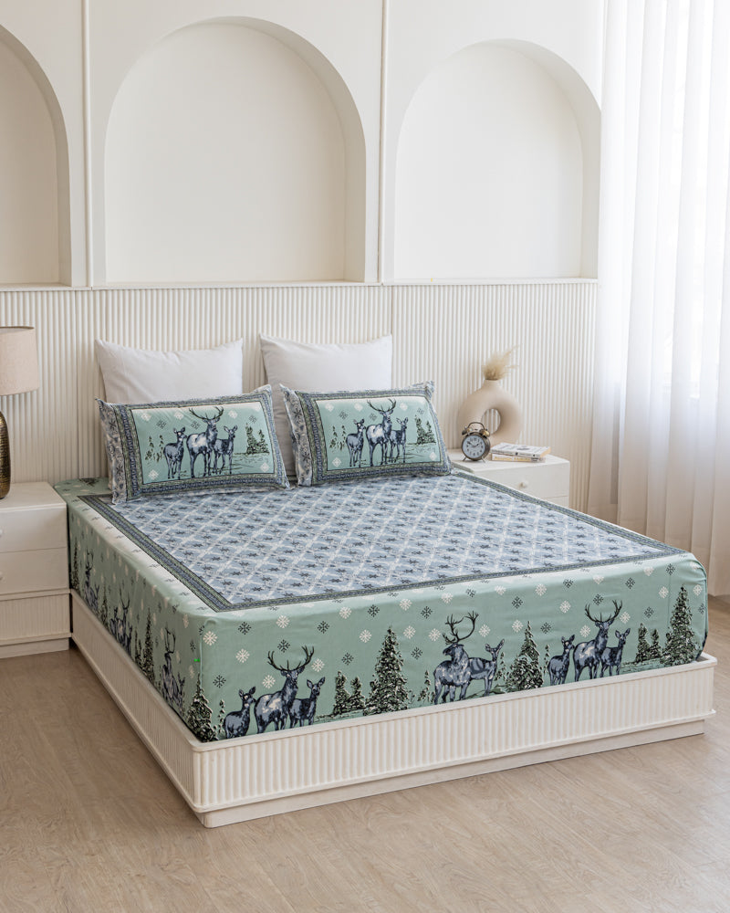 Majestic Reindeer Retreat Bedsheet