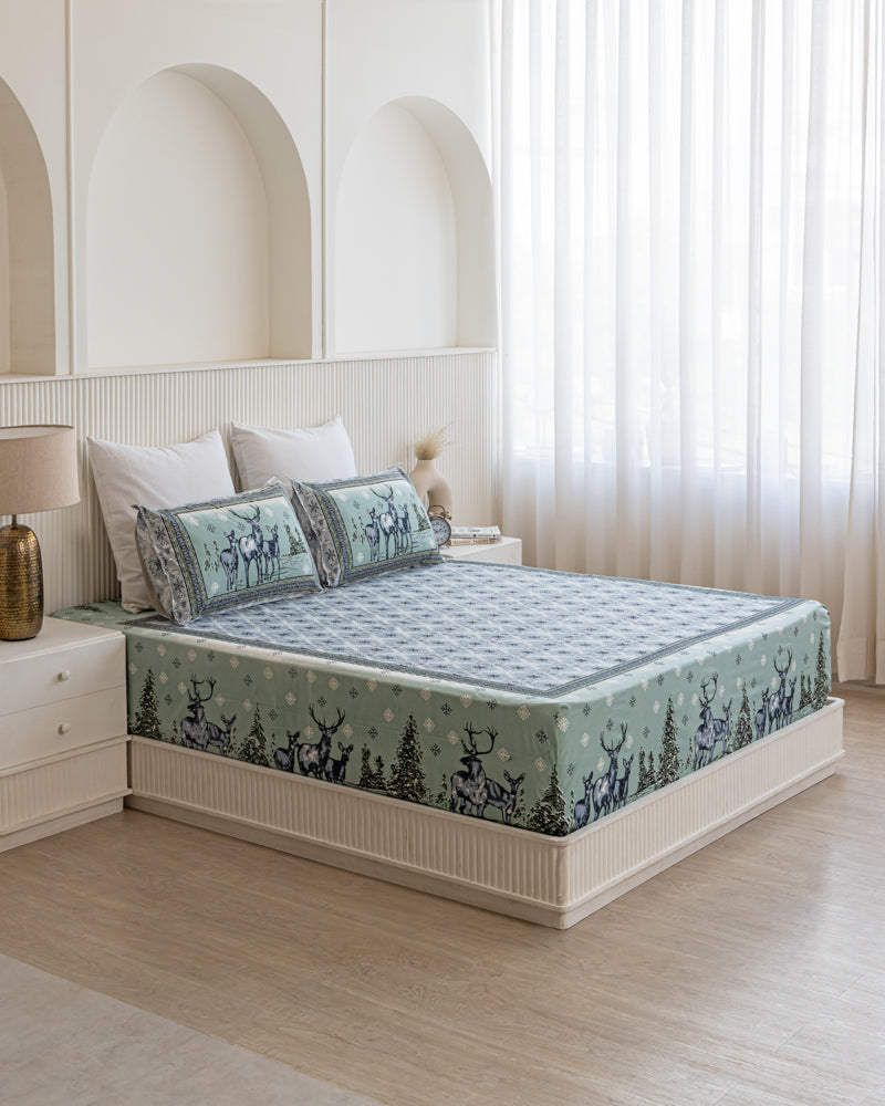 Majestic Reindeer Retreat Bedsheet