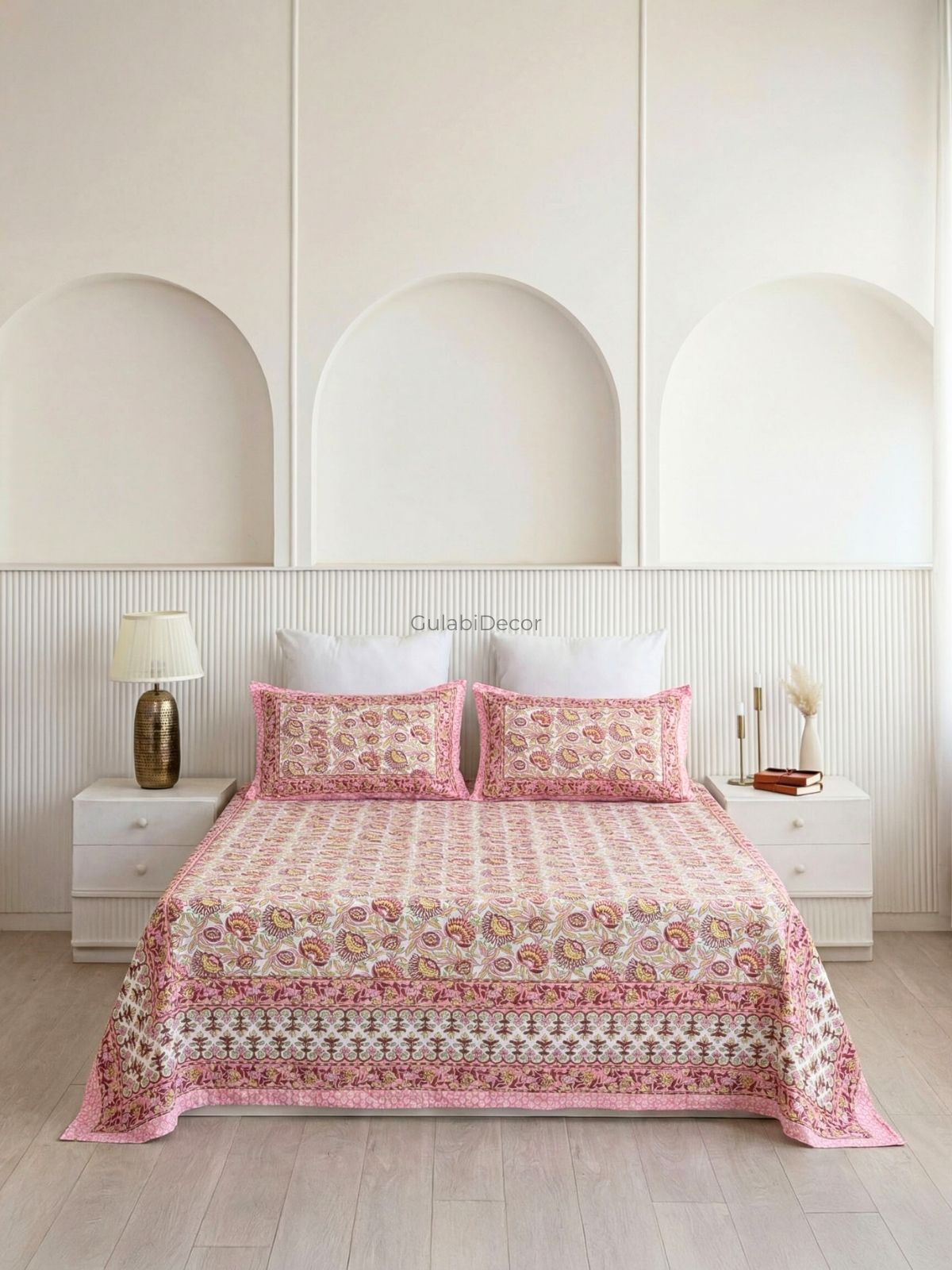 Floral Jaal Taffy Pink Pure Cotton Double Bedsheet