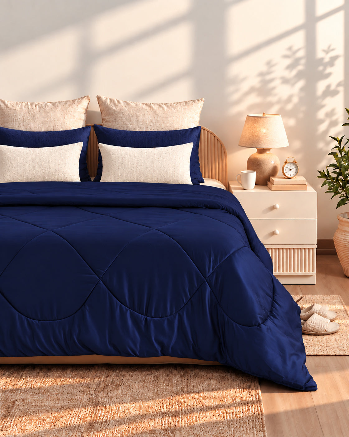 Luxury Navy Blue Satin Comforter