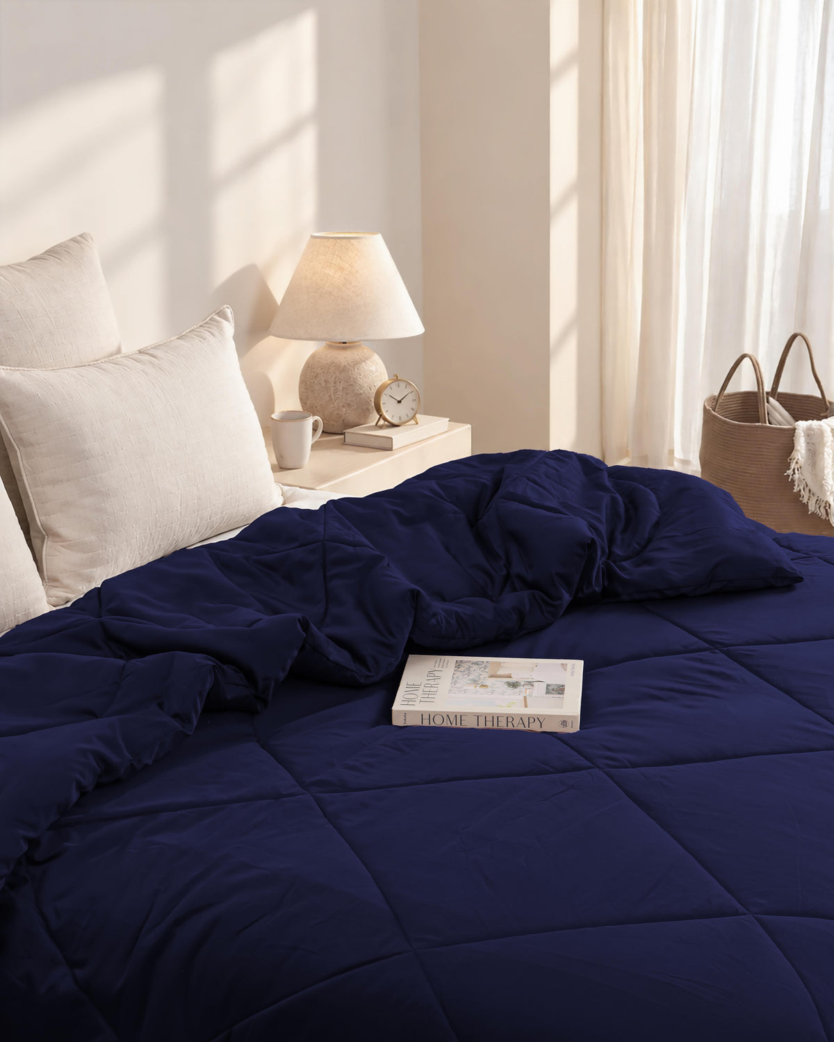 Luxury Navy Blue Satin Comforter