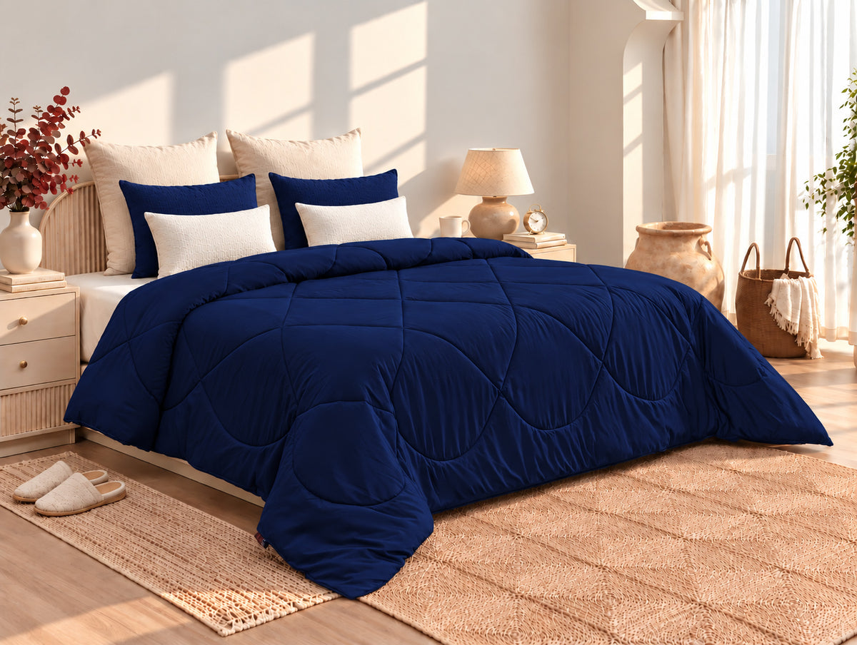 Luxury Navy Blue Satin Comforter