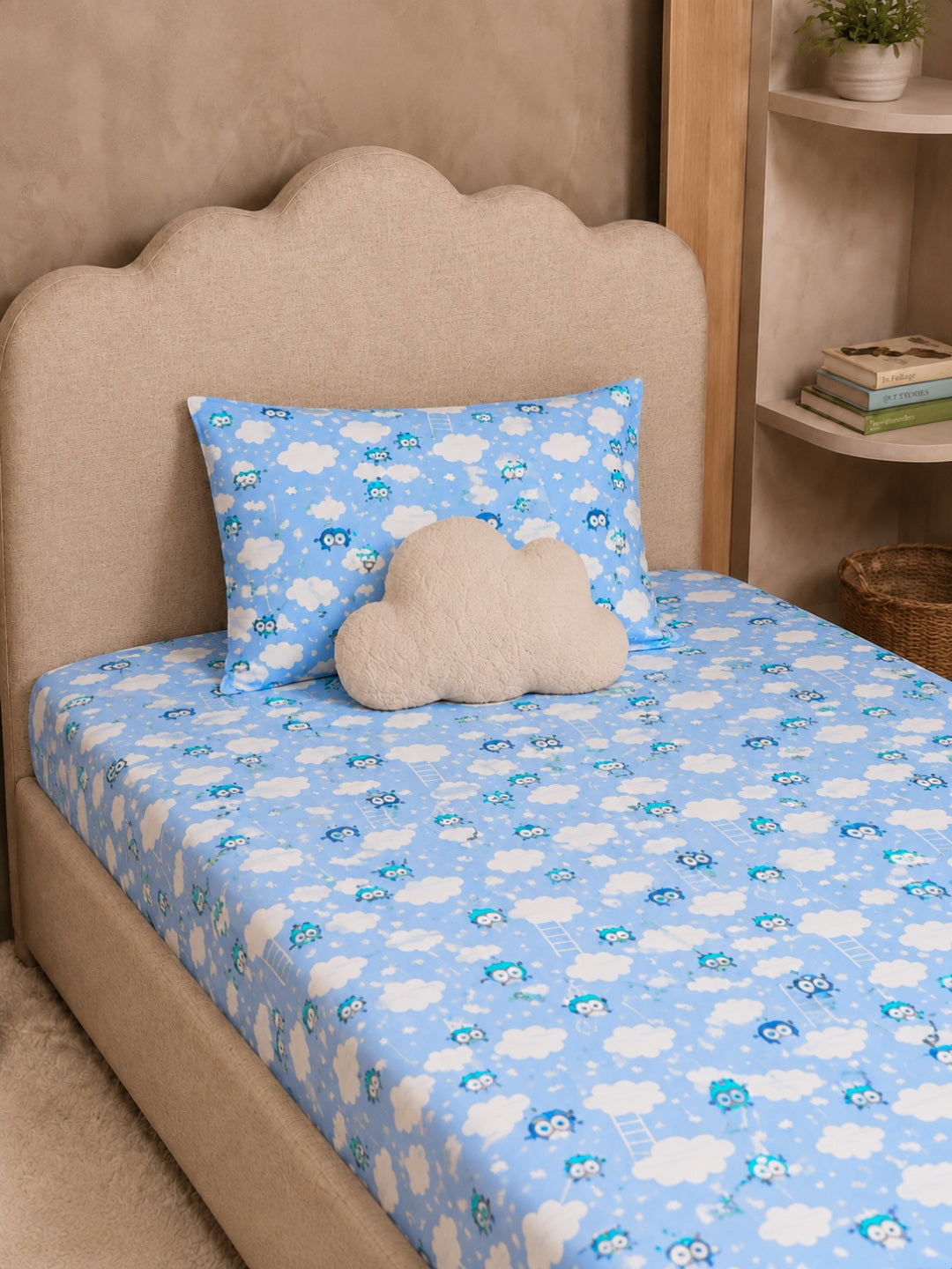 Starlight Owls & Fluffy Clouds Kids Bedsheet