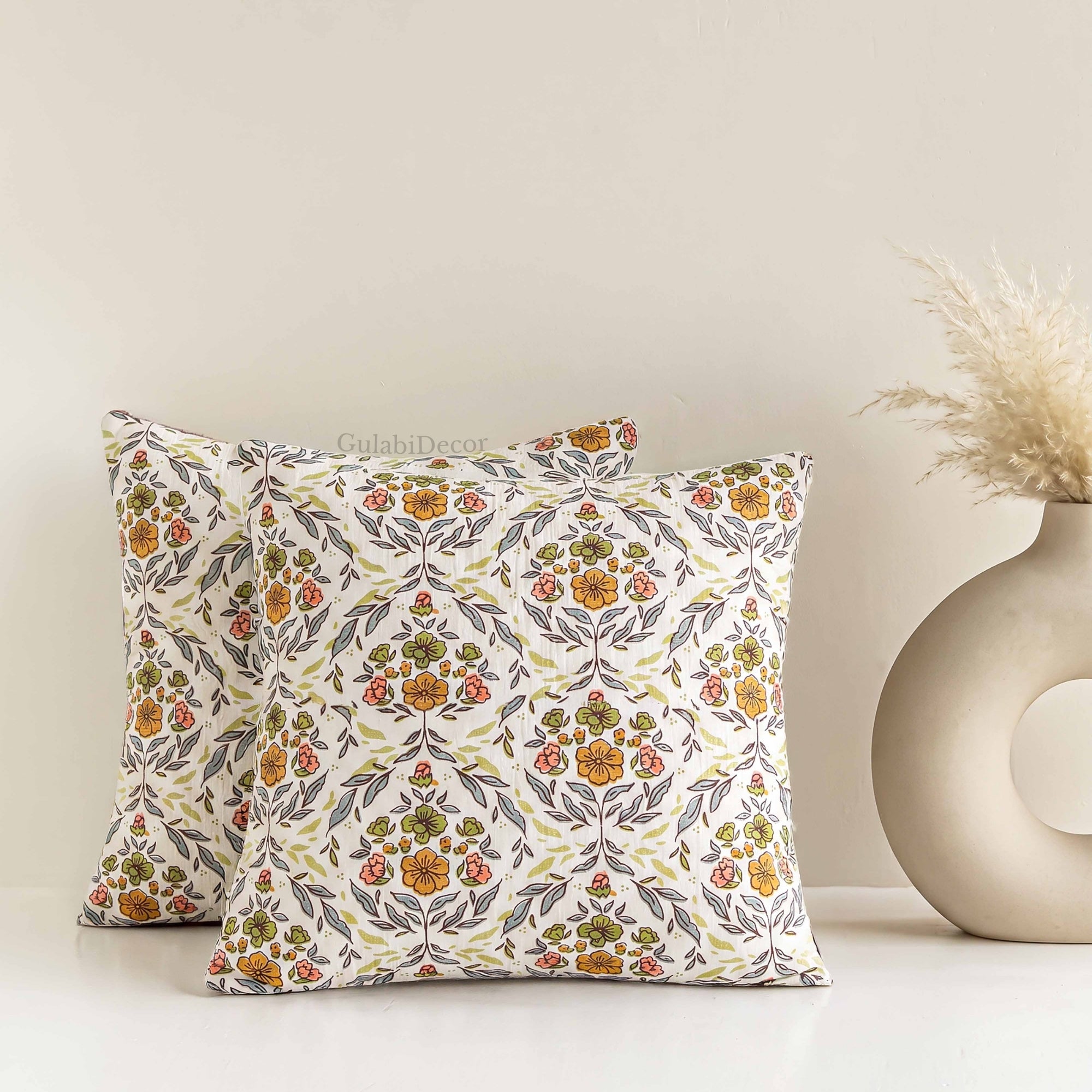 Handcrafted Regal Jharokha Blossom Cotton Cushion Covers
