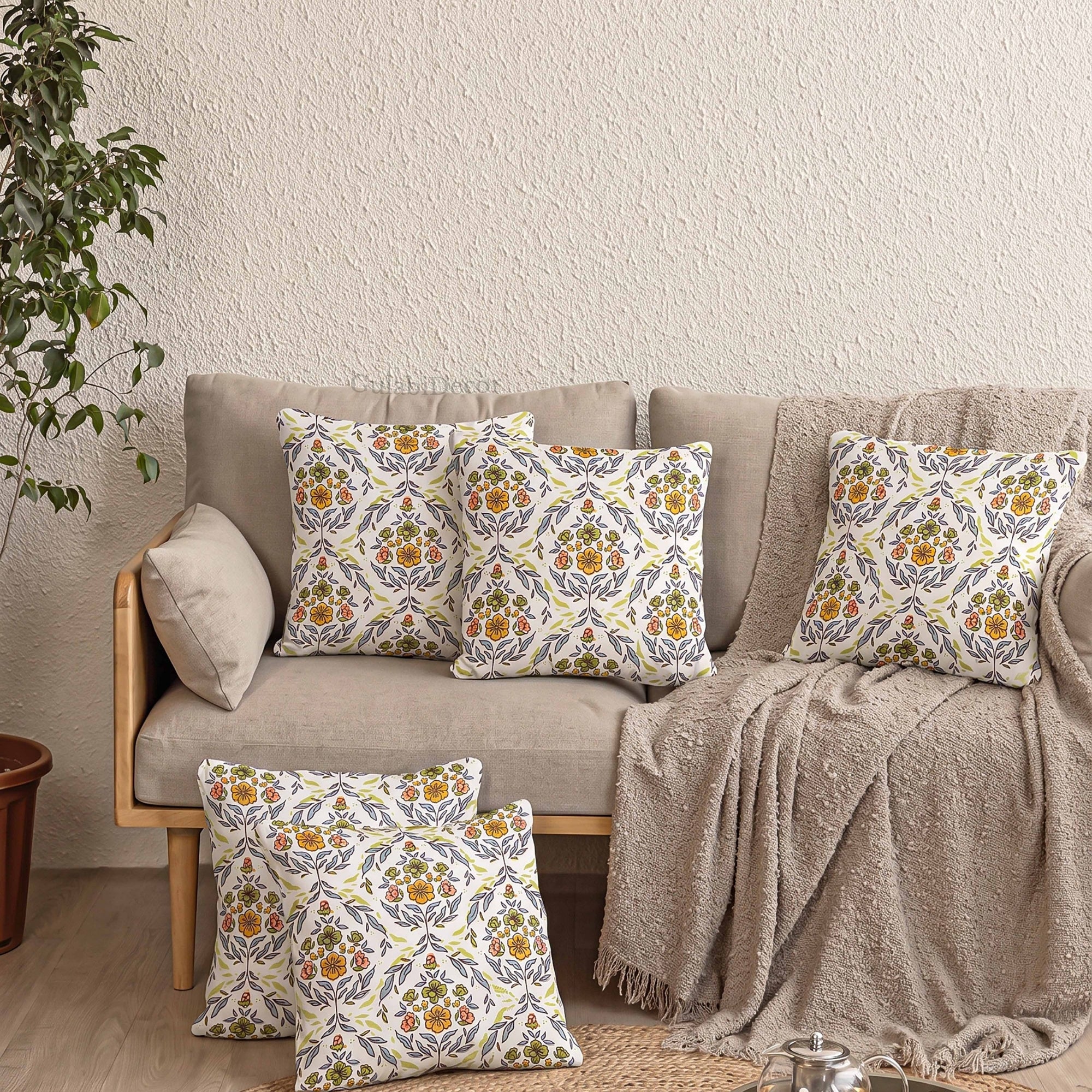 Handcrafted Regal Jharokha Blossom Cotton Cushion Covers