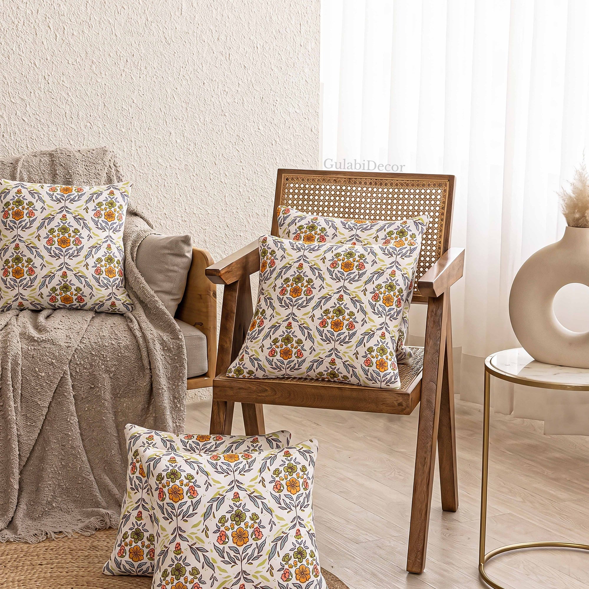 Handcrafted Regal Jharokha Blossom Cotton Cushion Covers