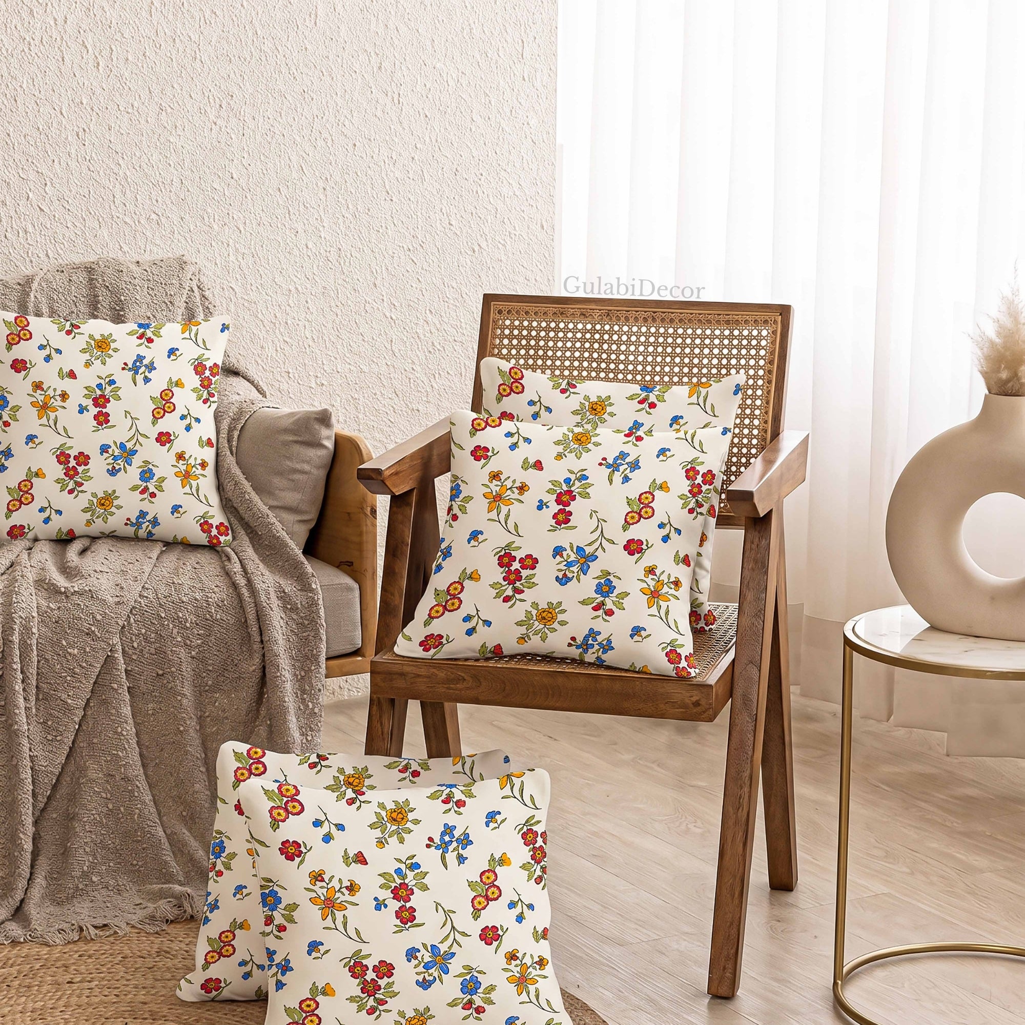 Vibrant Bohemian Wildflower Fiesta Printed Cushion Covers