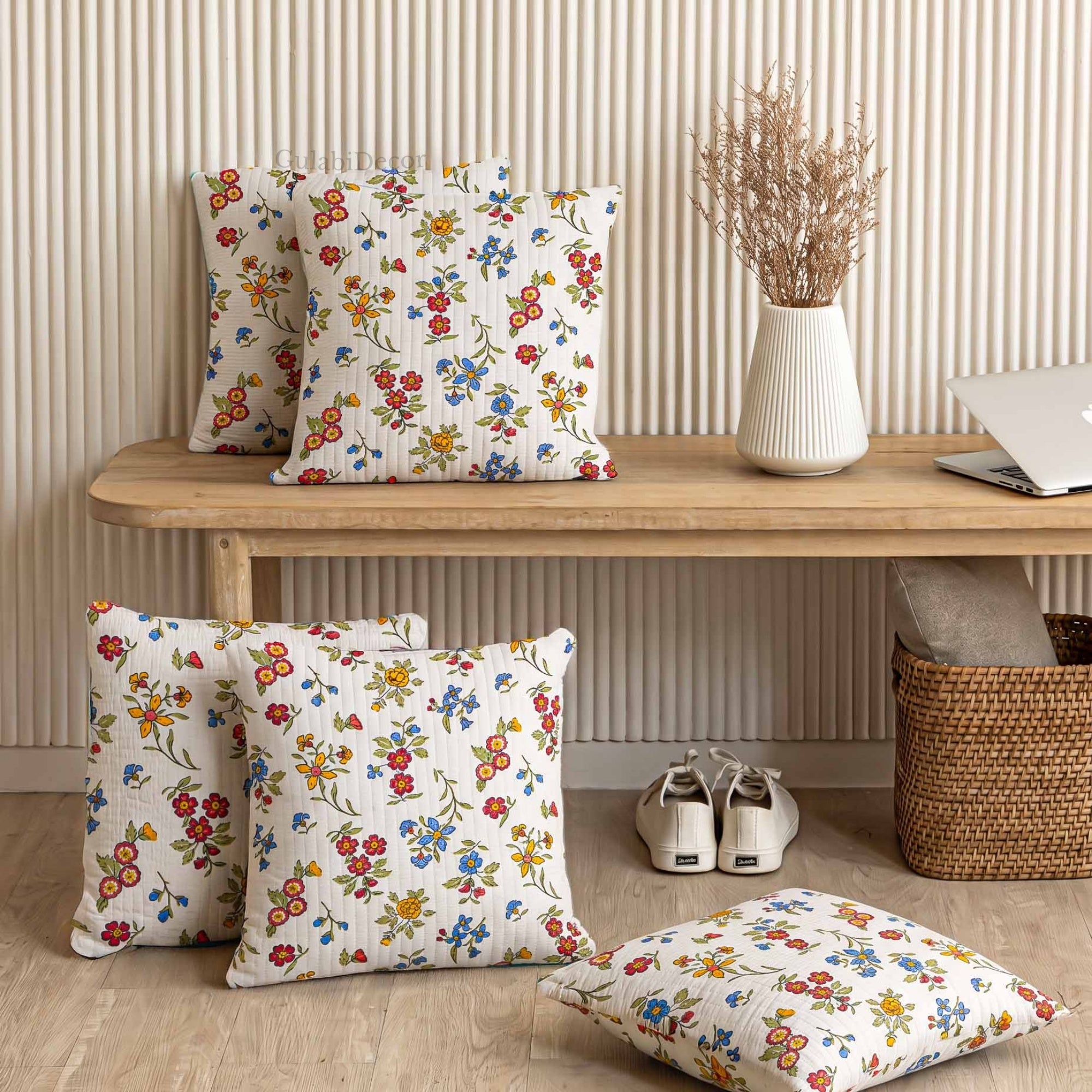 Vibrant Bohemian Wildflower Fiesta Printed Cushion Covers
