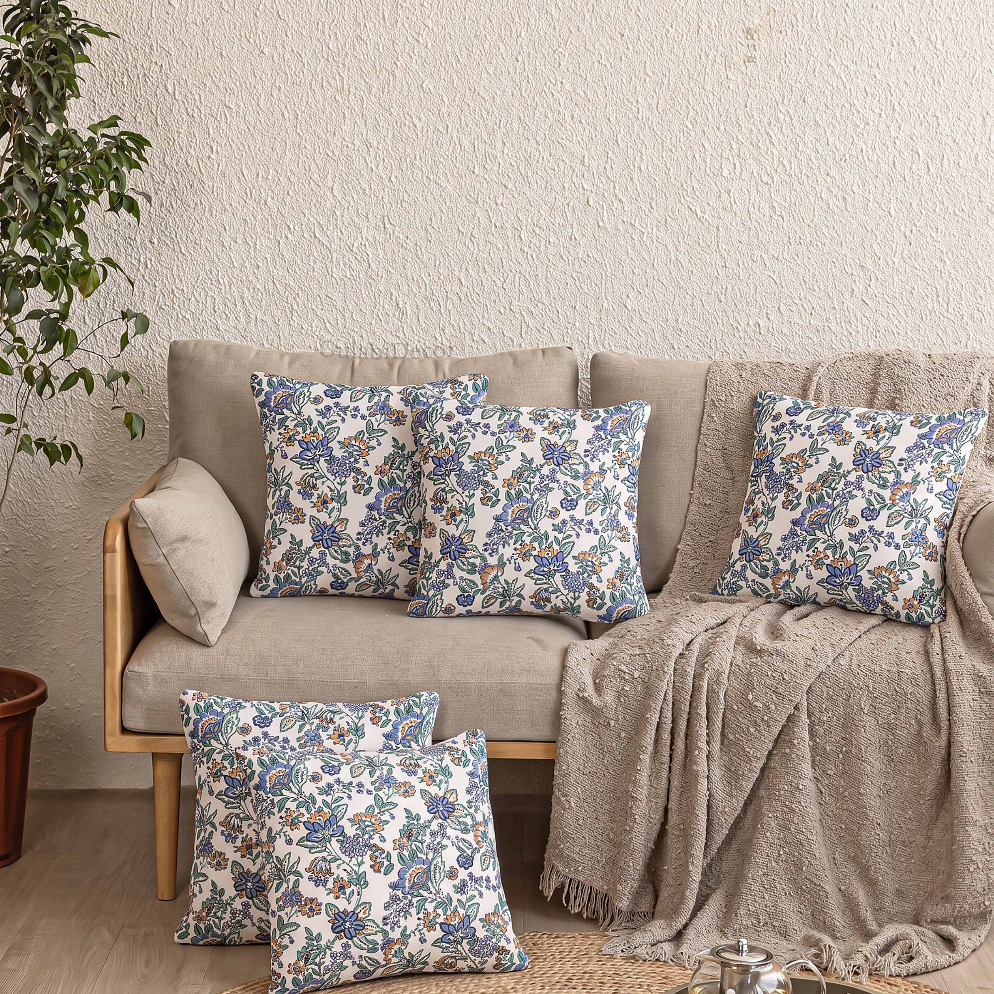 Opulent Royal Neelam Traditional Chintz Cushion Covers