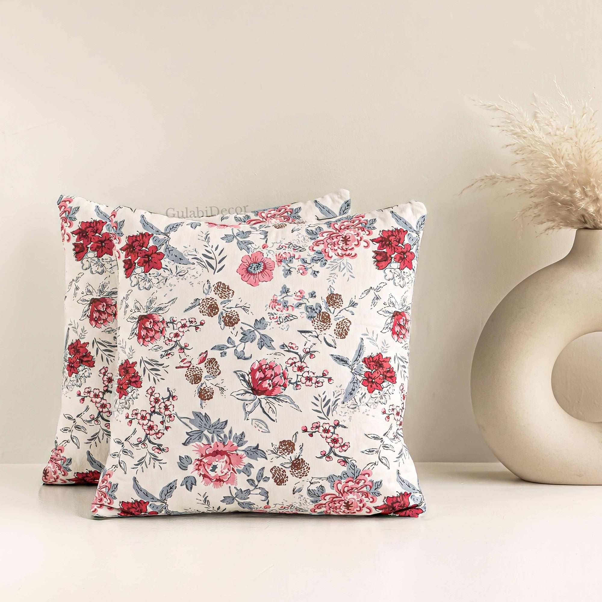 Soft Botanical Rosewood Meadow Accent Cushion Covers