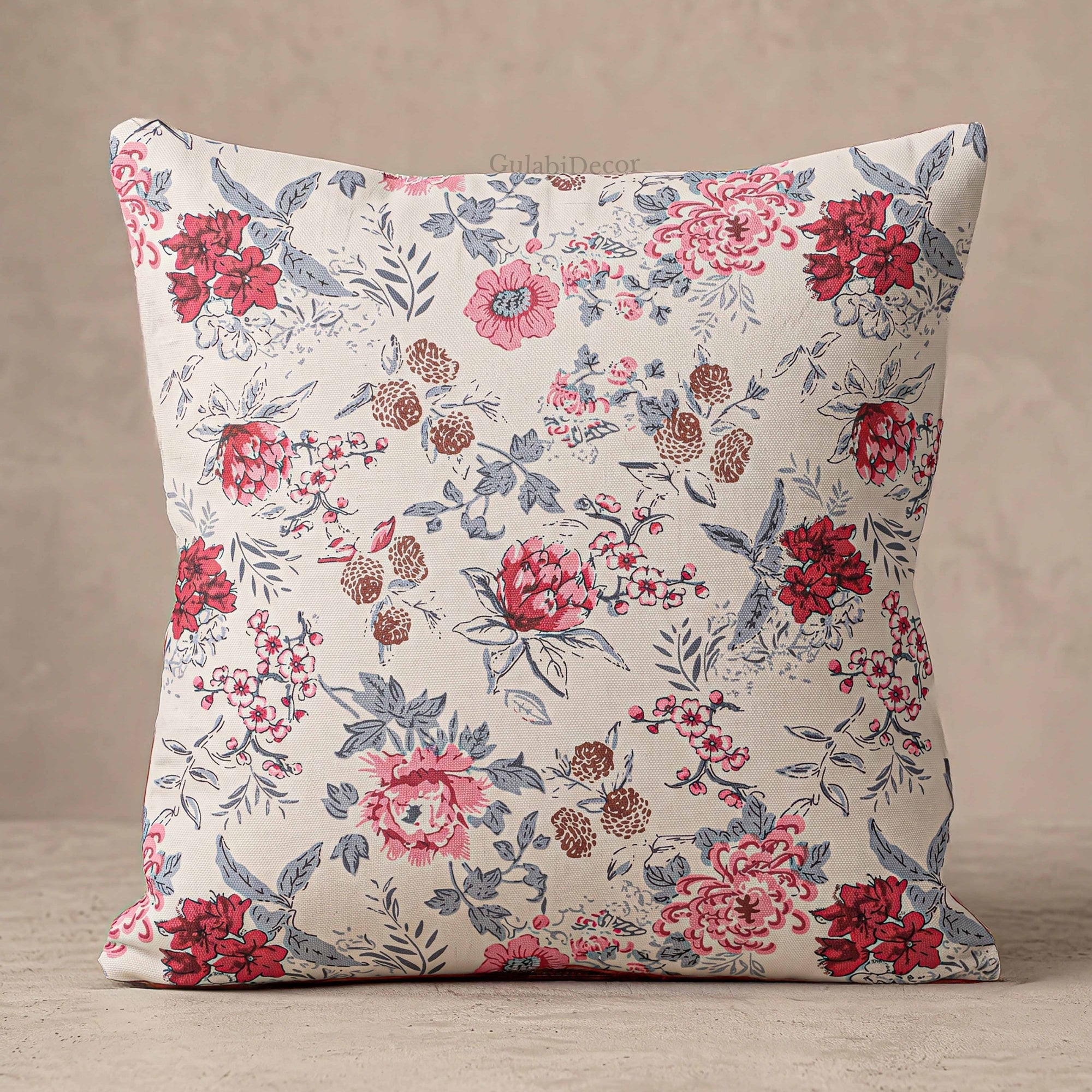 Soft Botanical Rosewood Meadow Accent Cushion Covers