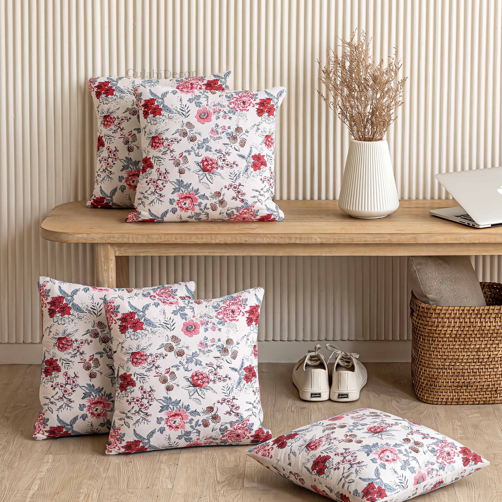 Soft Botanical Rosewood Meadow Accent Cushion Covers