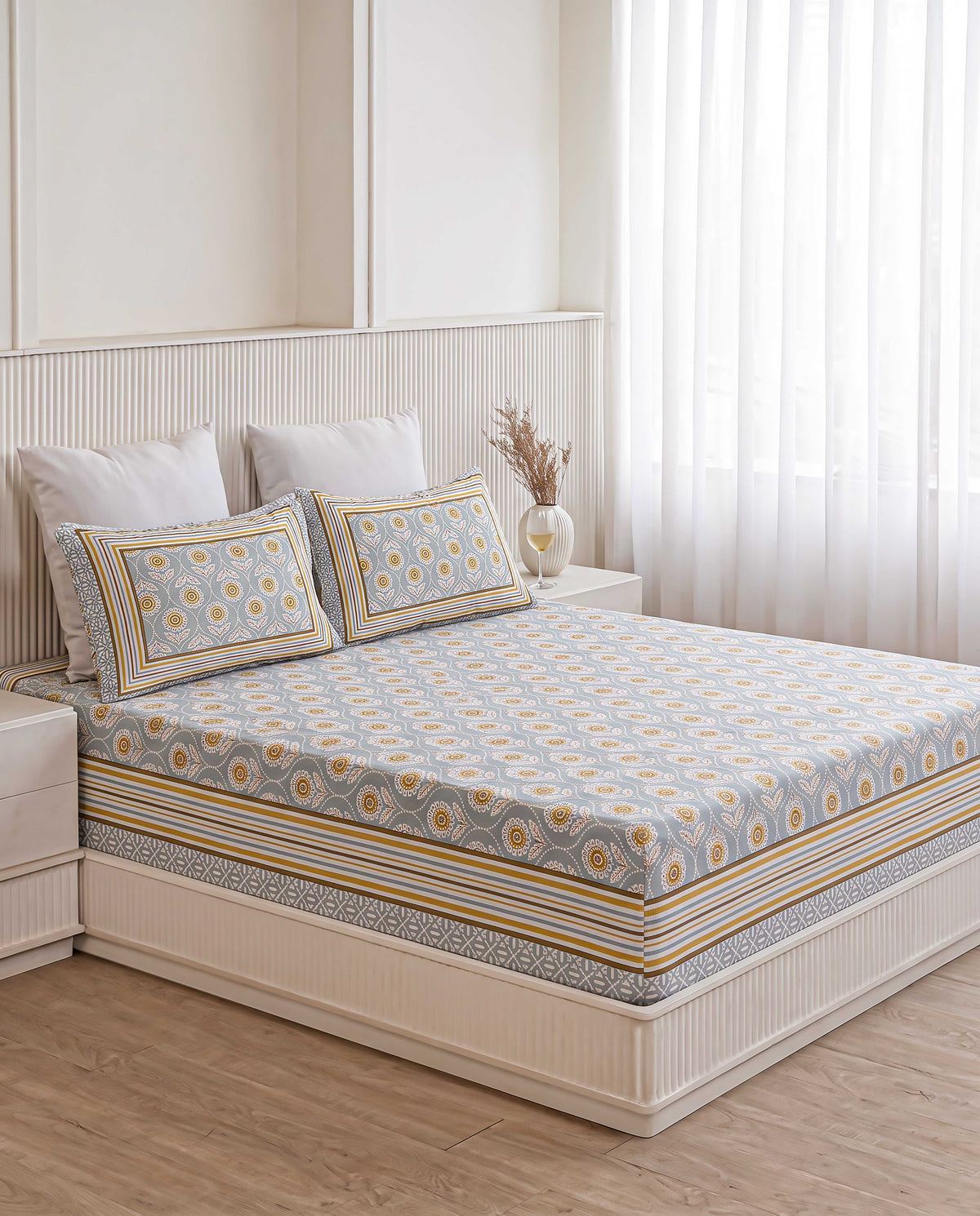Sunburst Medallion Mandala Hand-Block Printed Double Bedsheet