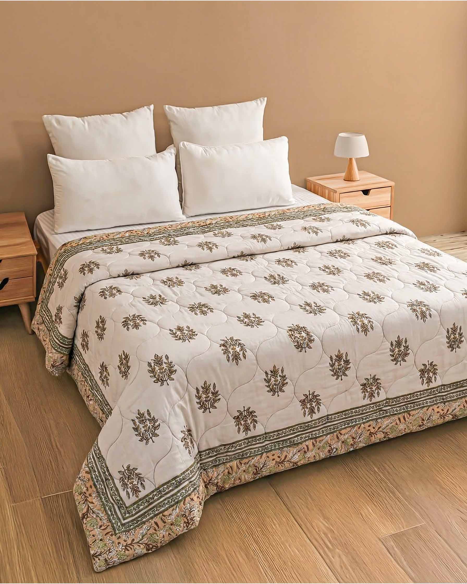 Serene Sage Botanical Pure Cotton Quilt