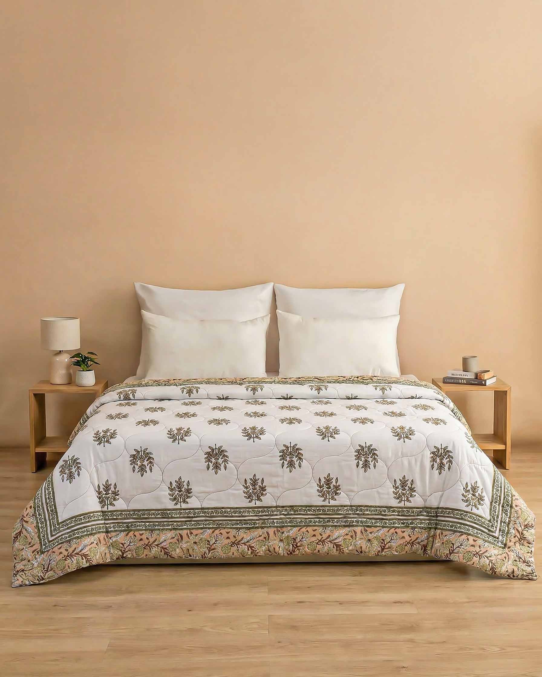 Serene Sage Botanical Pure Cotton Quilt