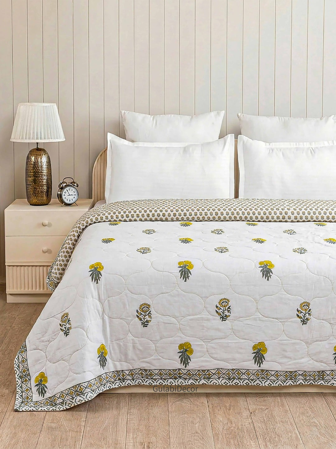 The Sun-Kissed Marigold Premium Mulmul Cotton Double Bed Quilt