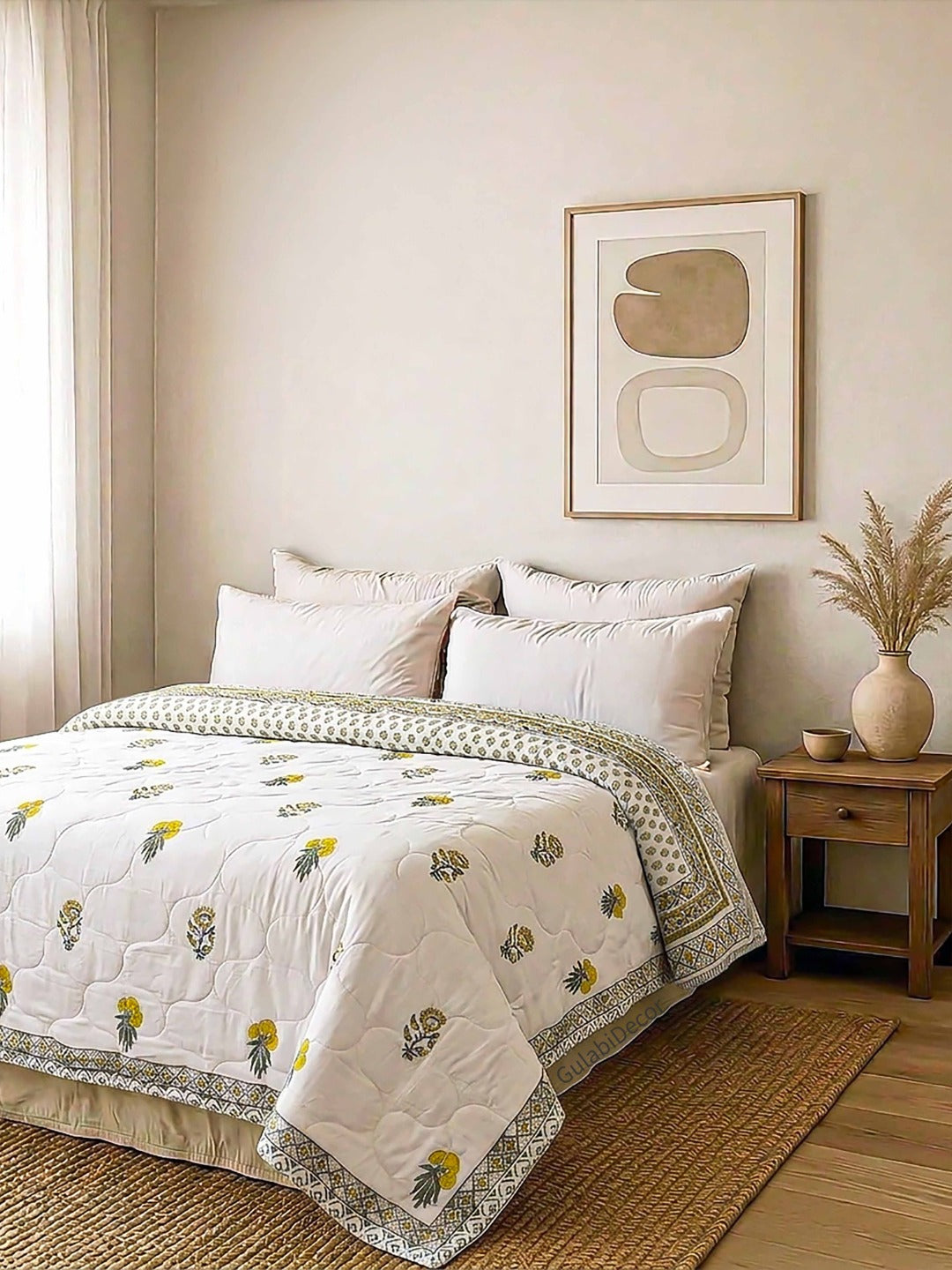 The Sun-Kissed Marigold Premium Mulmul Cotton Double Bed Quilt