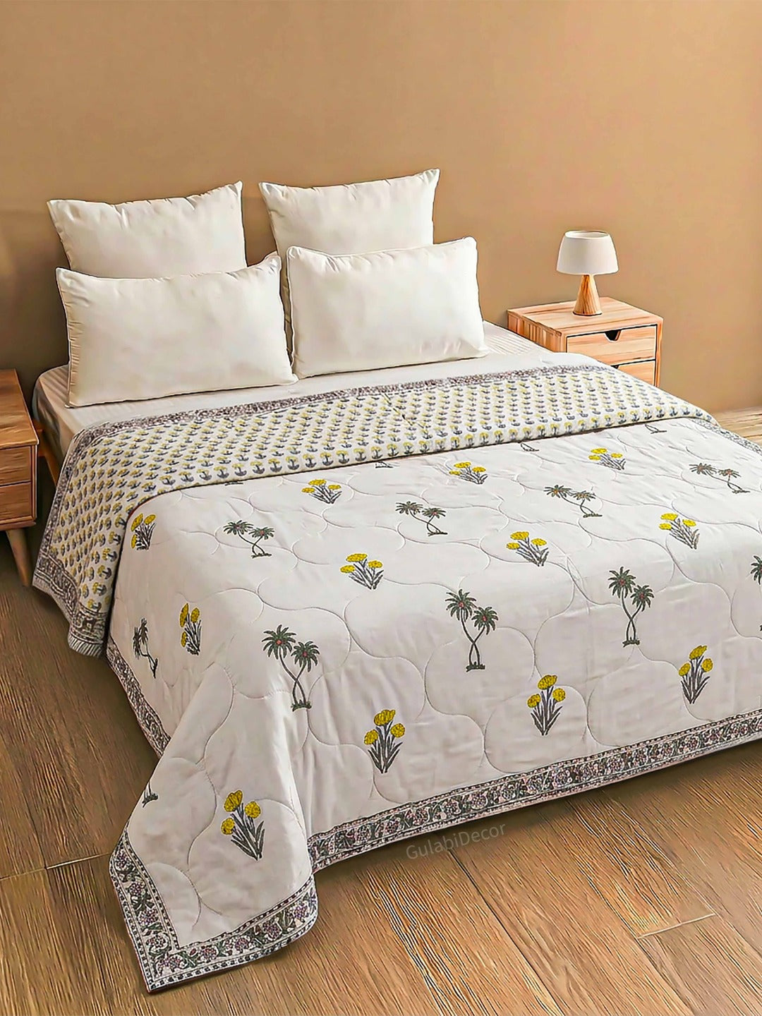 The Desert Oasis Premium Mulmul Cotton Double Bed Quilt