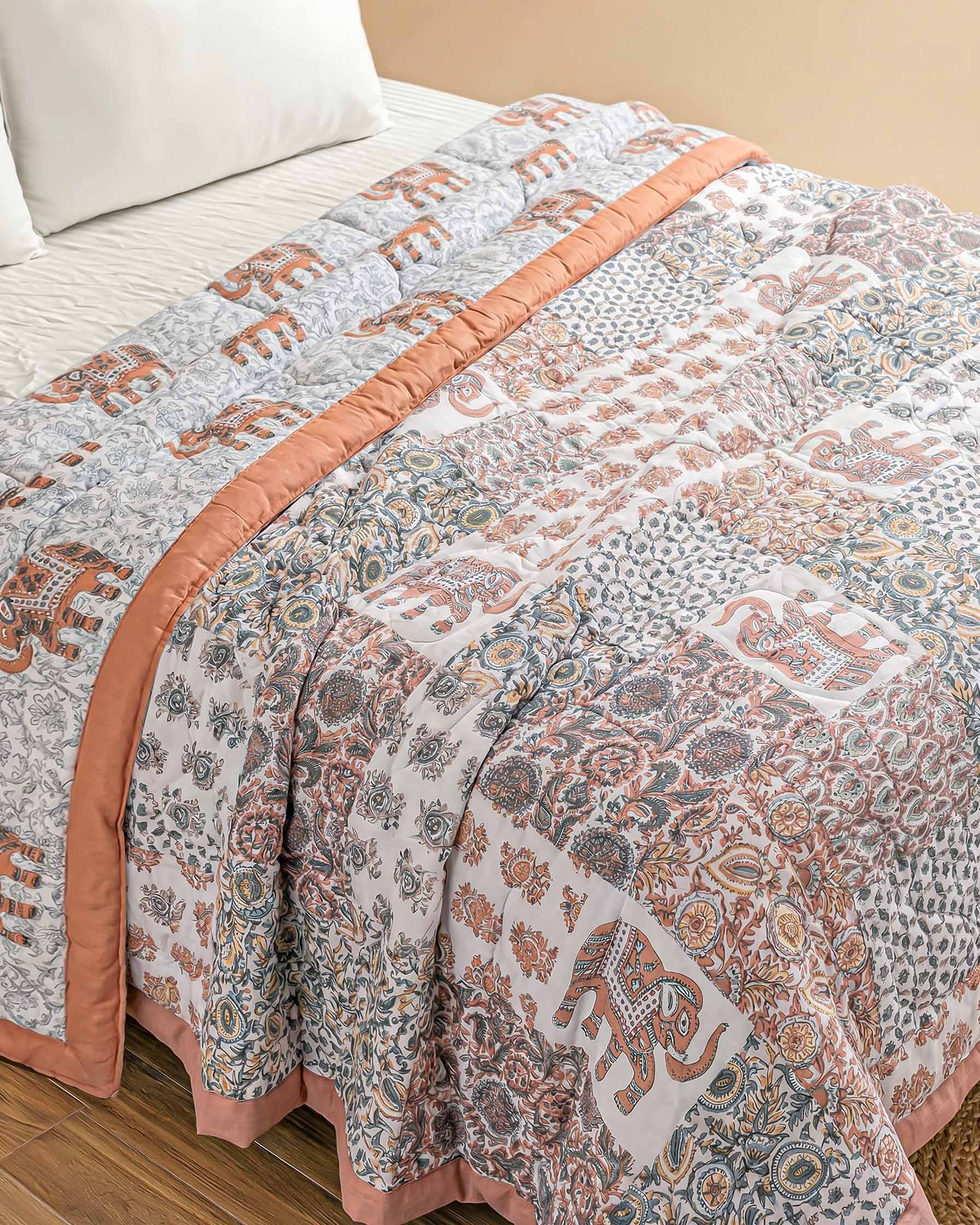 Royal Elephant Heritage Patchwork Reversible Pure Cotton Quilt