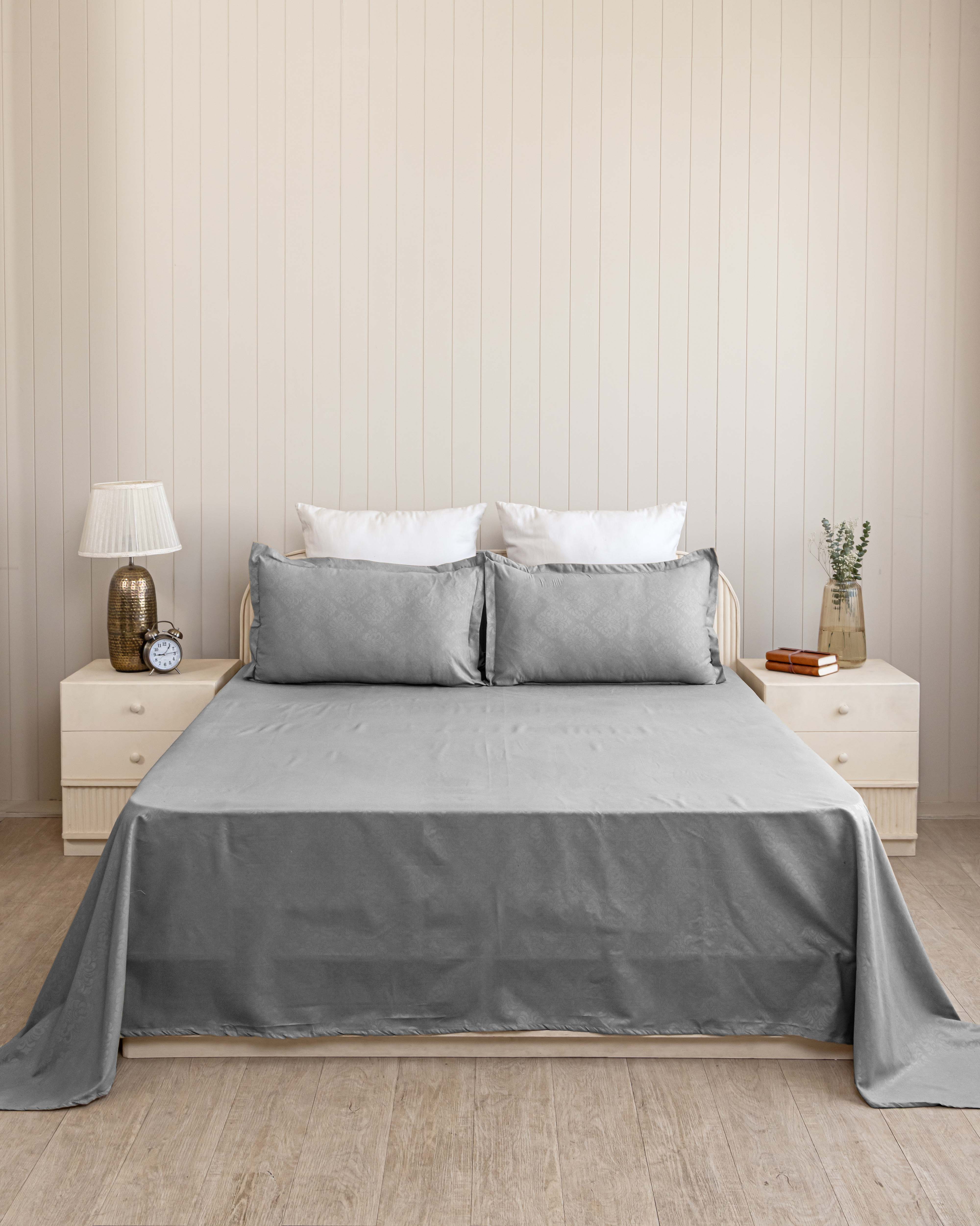 Slate Shadow King Size Embossed Bedsheet