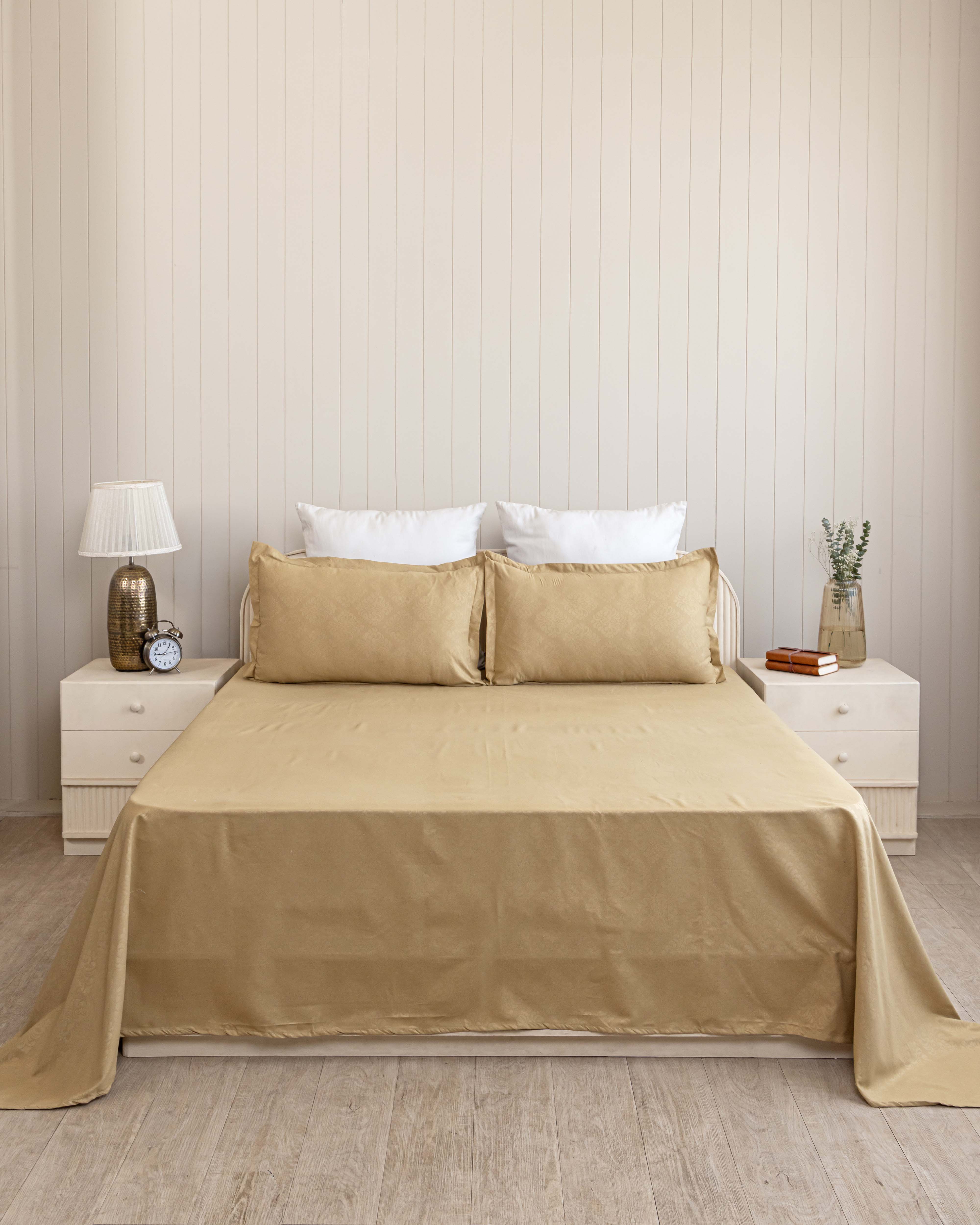 Vintage Sand King Size Embossed Bedsheet
