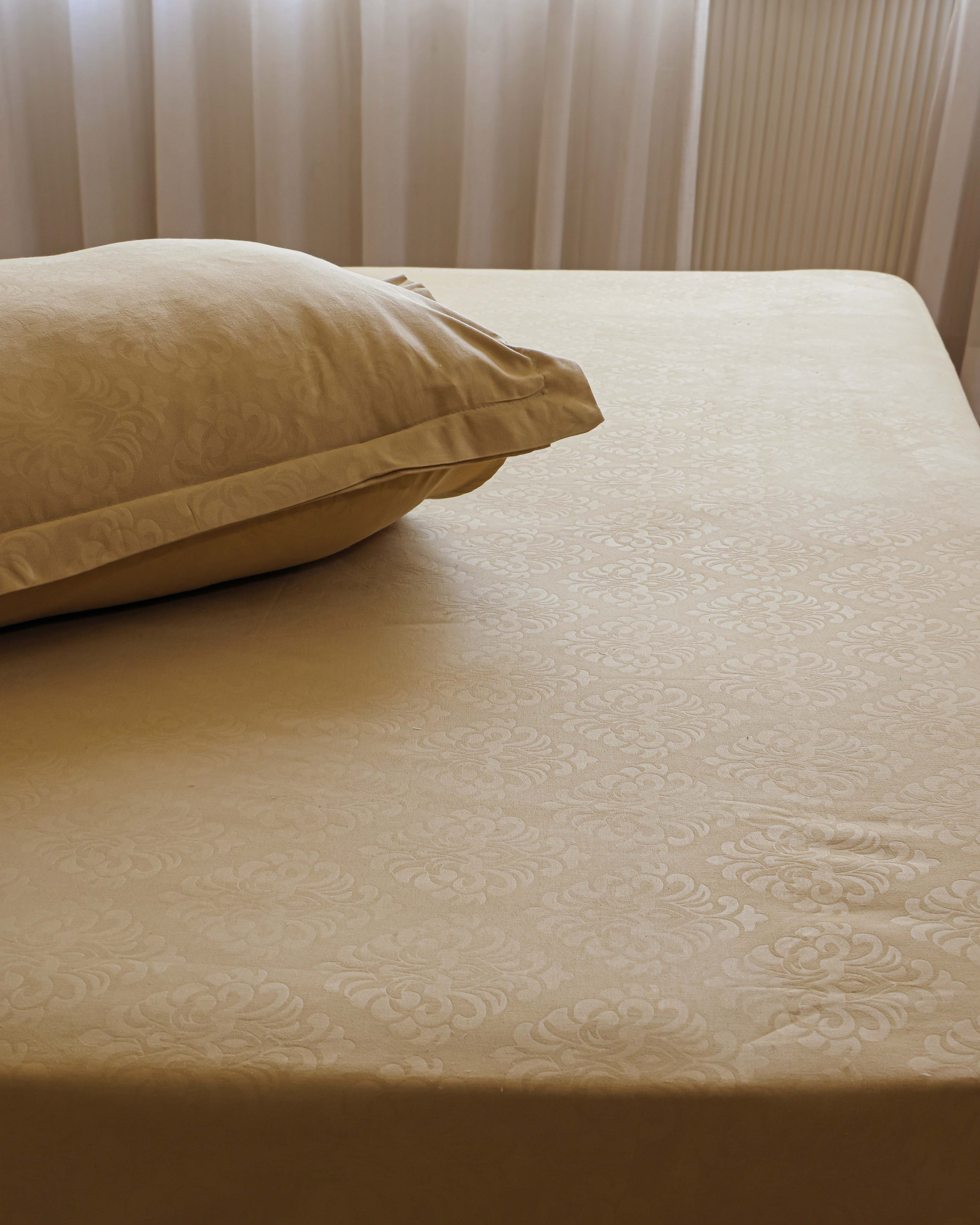 Vintage Sand King Size Embossed Bedsheet