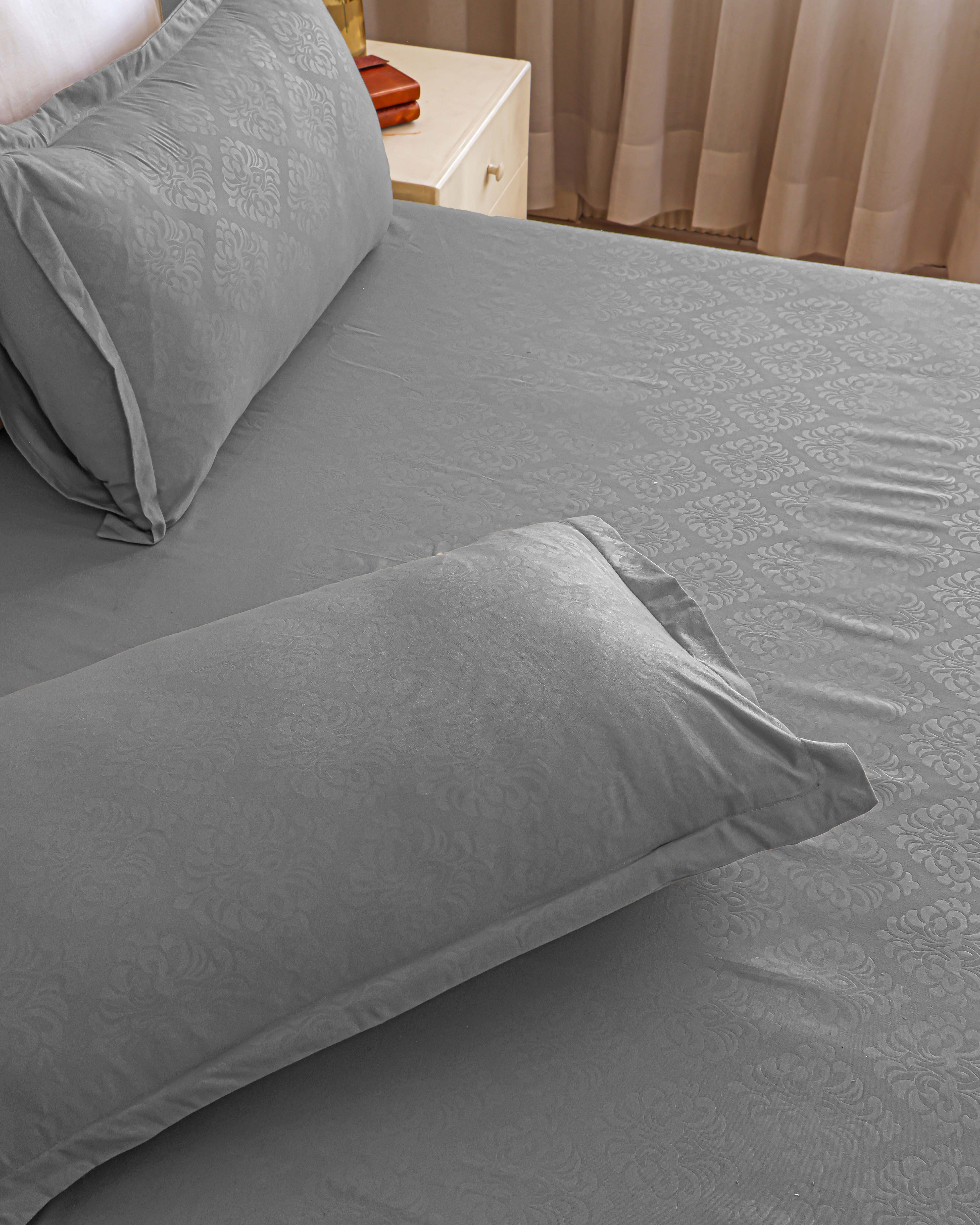 Slate Shadow King Size Embossed Bedsheet