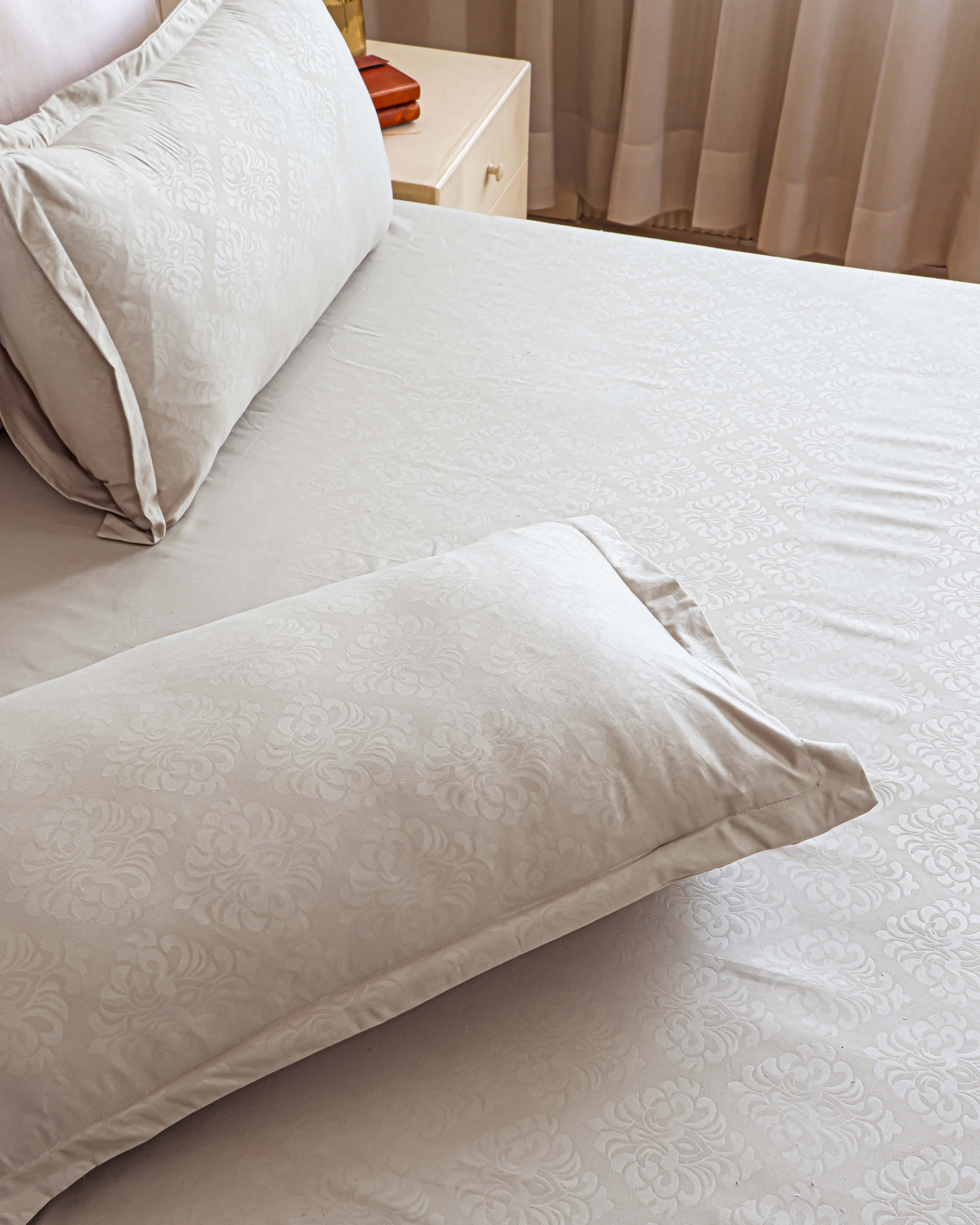 Stone Whisper King Size Embossed Bedsheet