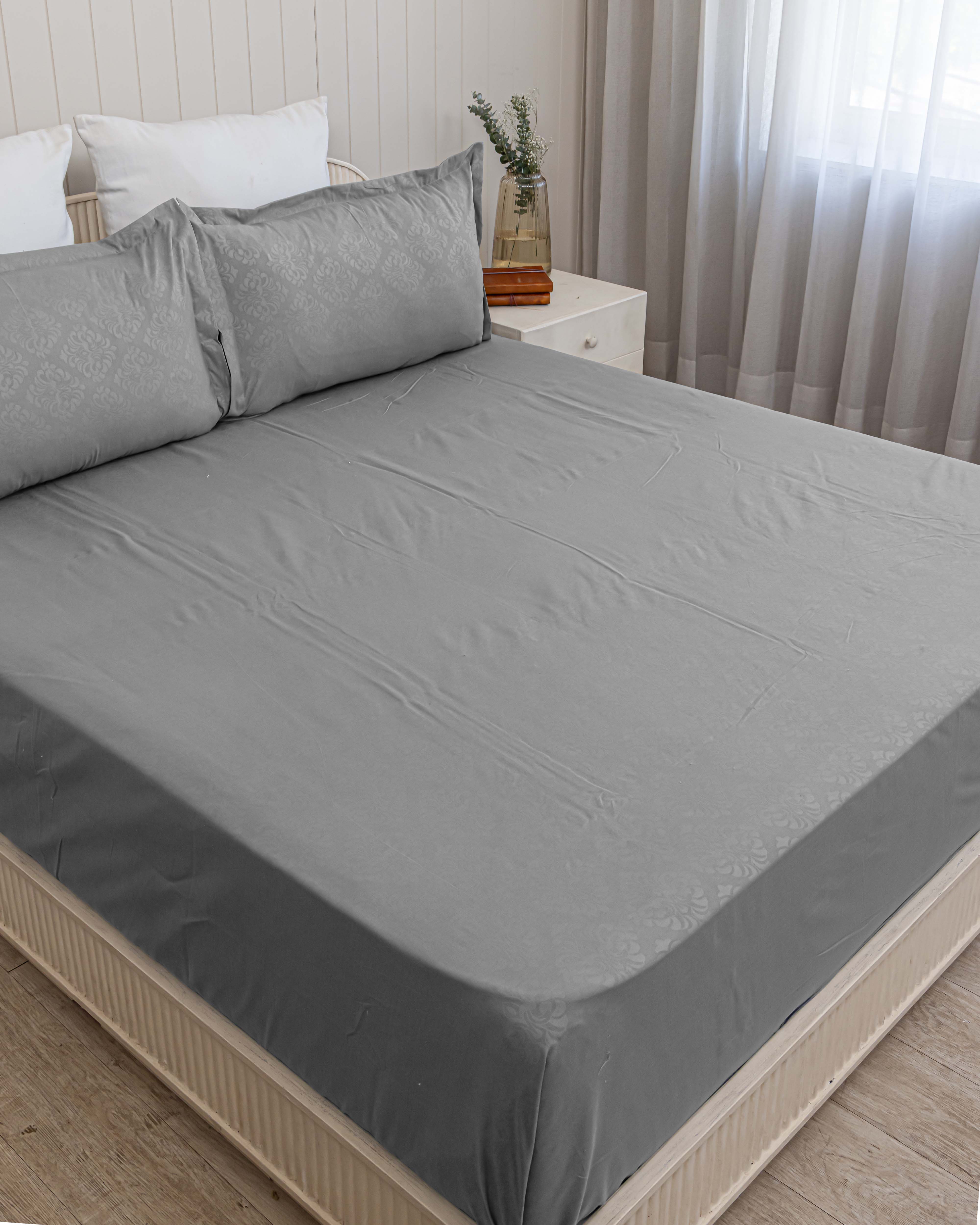 Slate Shadow King Size Embossed Bedsheet