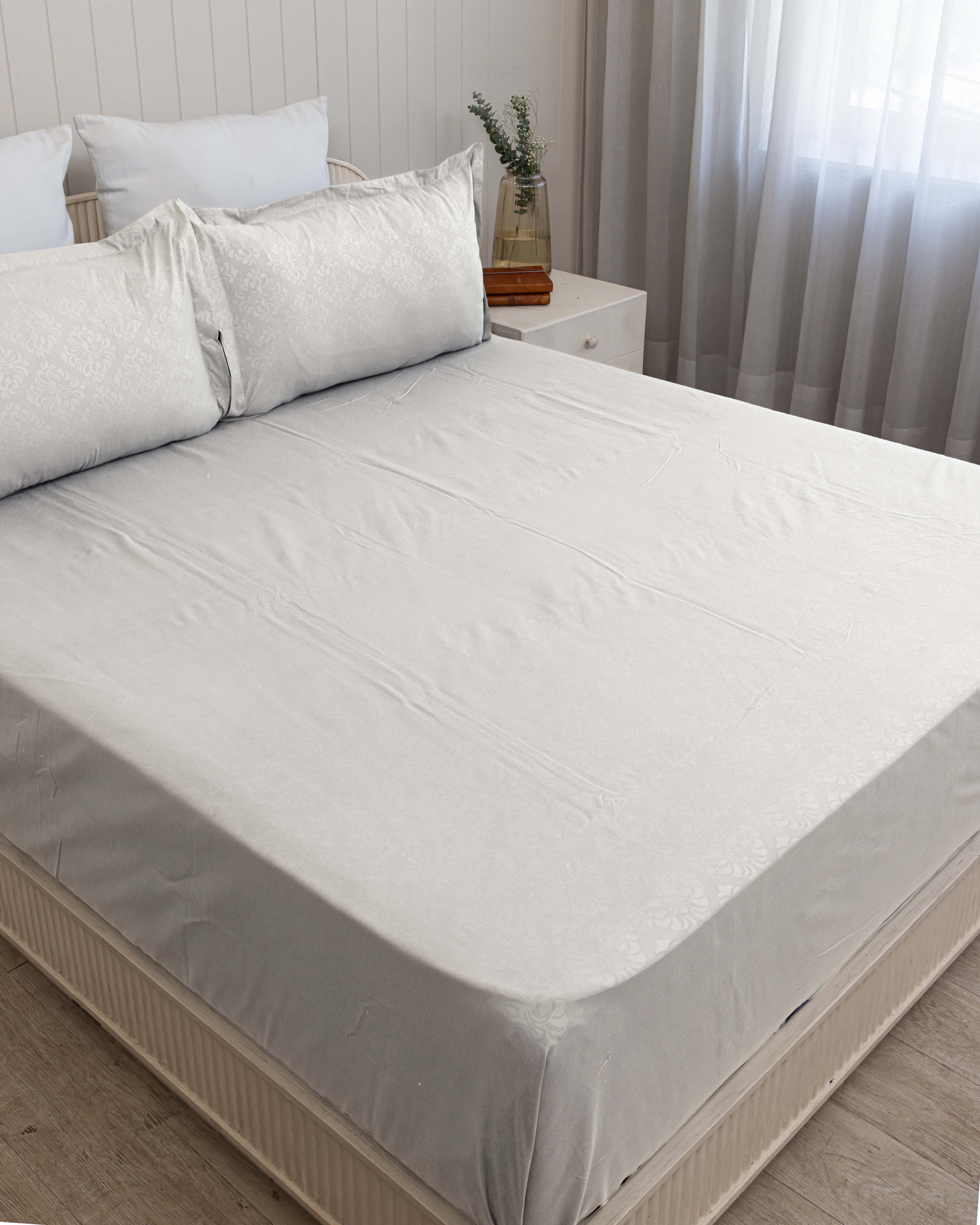 Stone Whisper King Size Embossed Bedsheet