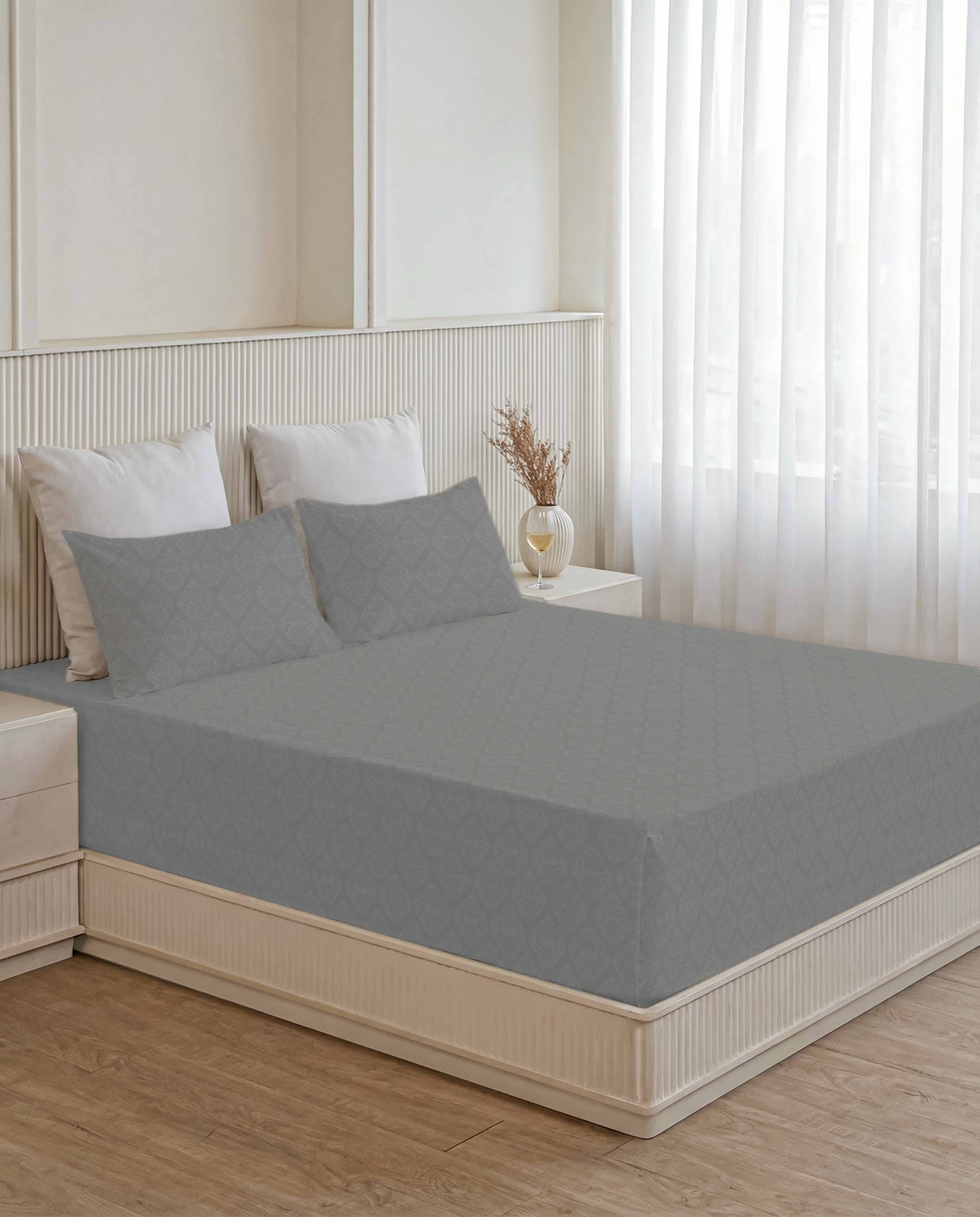 Slate Shadow King Size Embossed Bedsheet