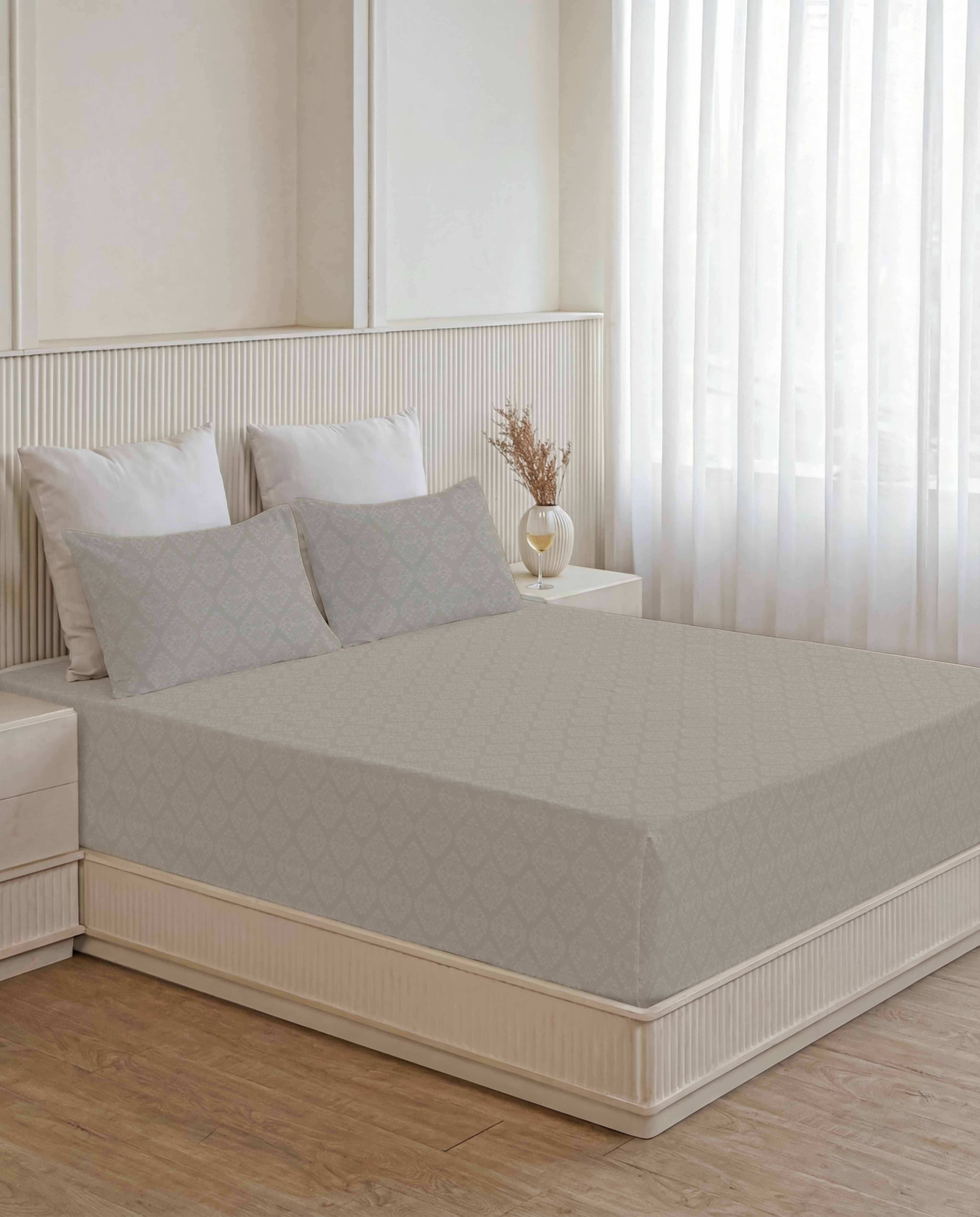 Stone Whisper King Size Embossed Bedsheet