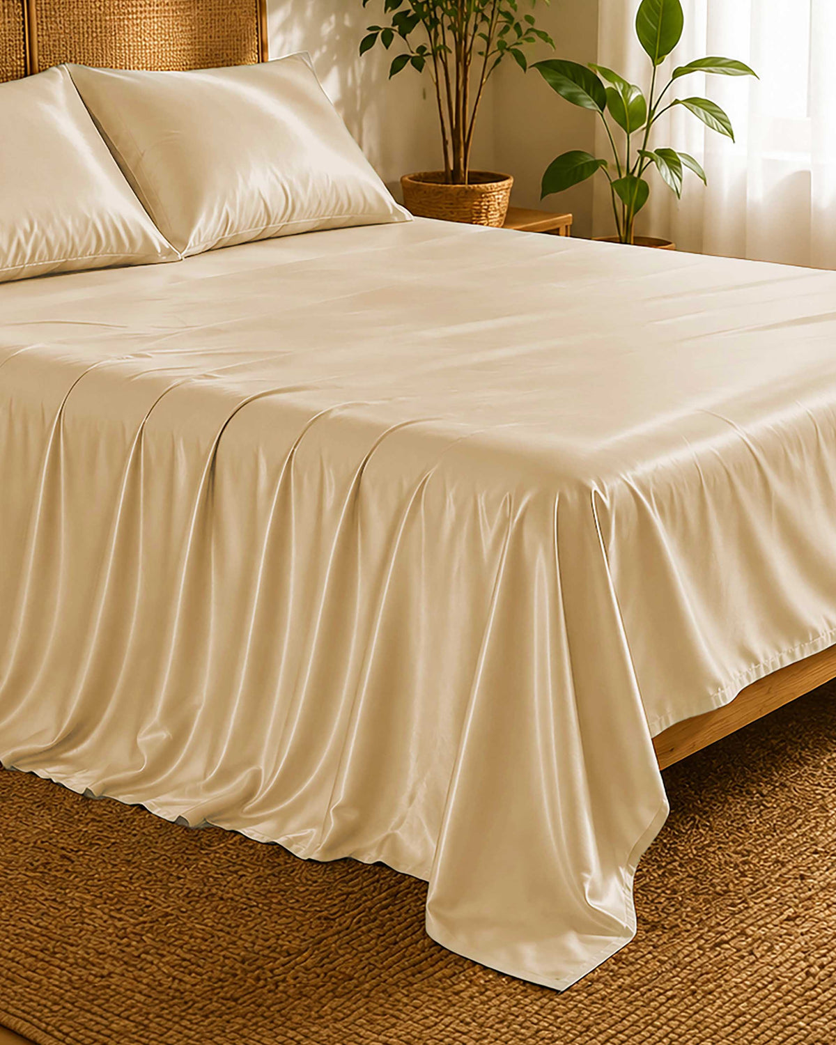 Pearl Champagne Ultra-Soft Glossy Satin Sheet