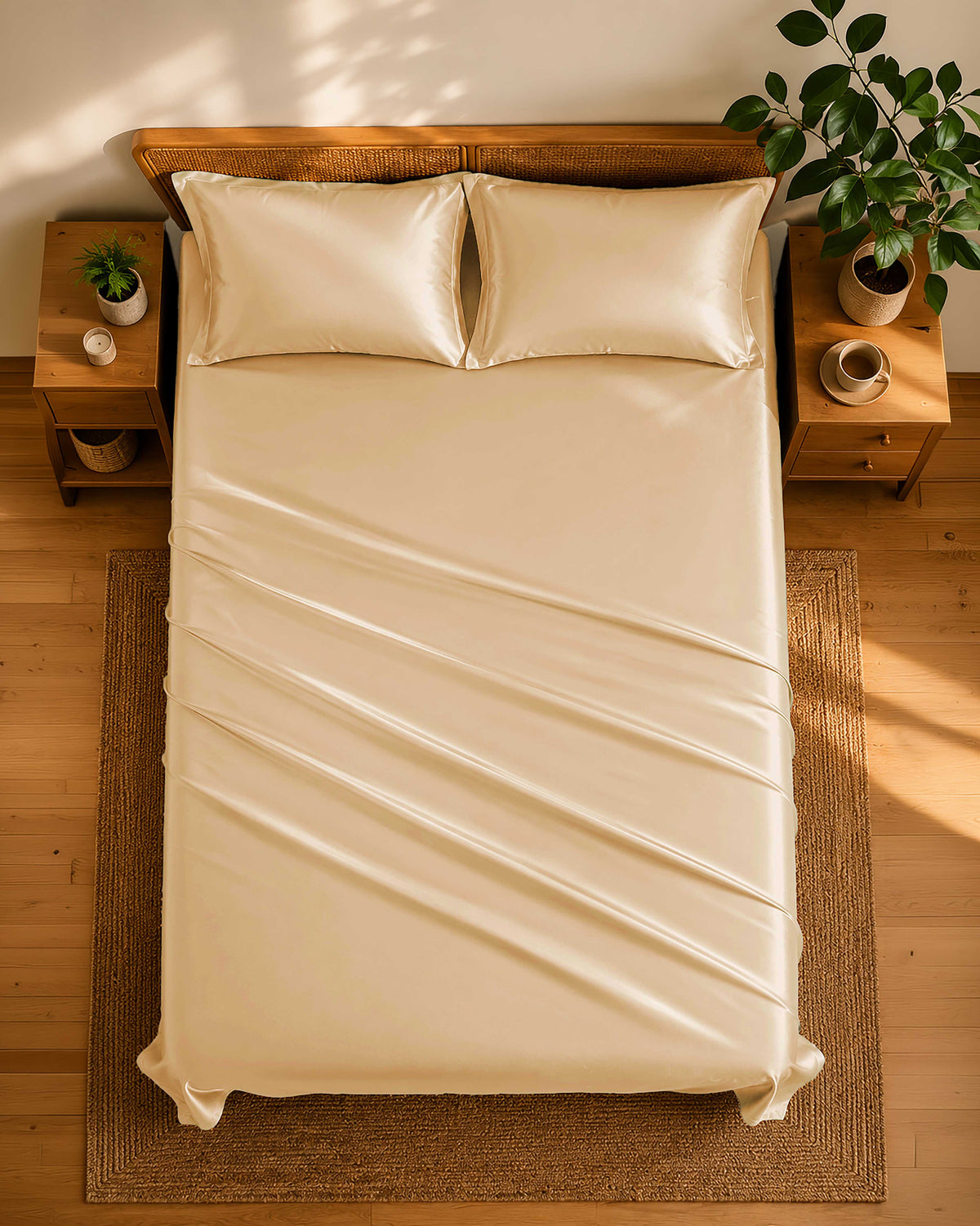 Pearl Champagne Ultra-Soft Glossy Satin Sheet