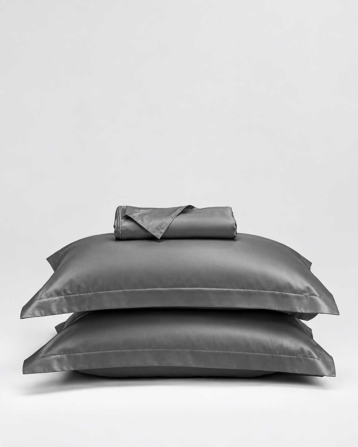 Charcoal Slate High-Shine Satin Bedsheet